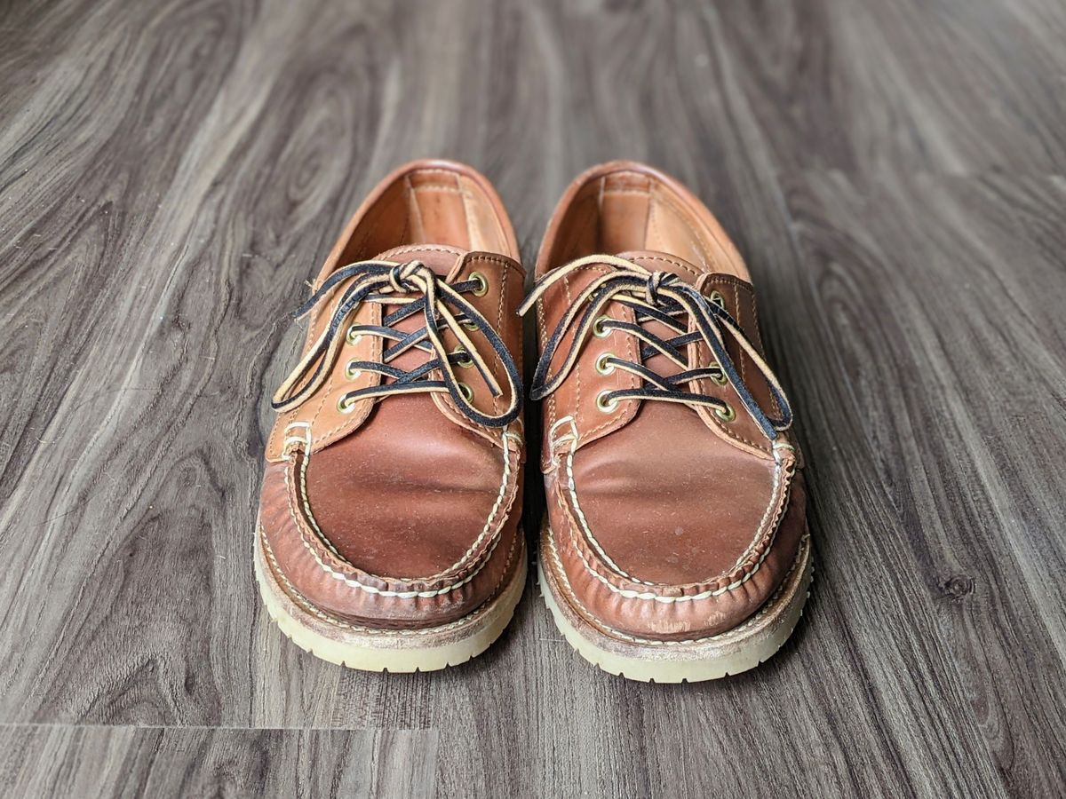 Photo by patinathunderdome on December 3, 2021 of the Rancourt & Co. Classic Ranger-Moc in Horween Natural Shell Cordovan.