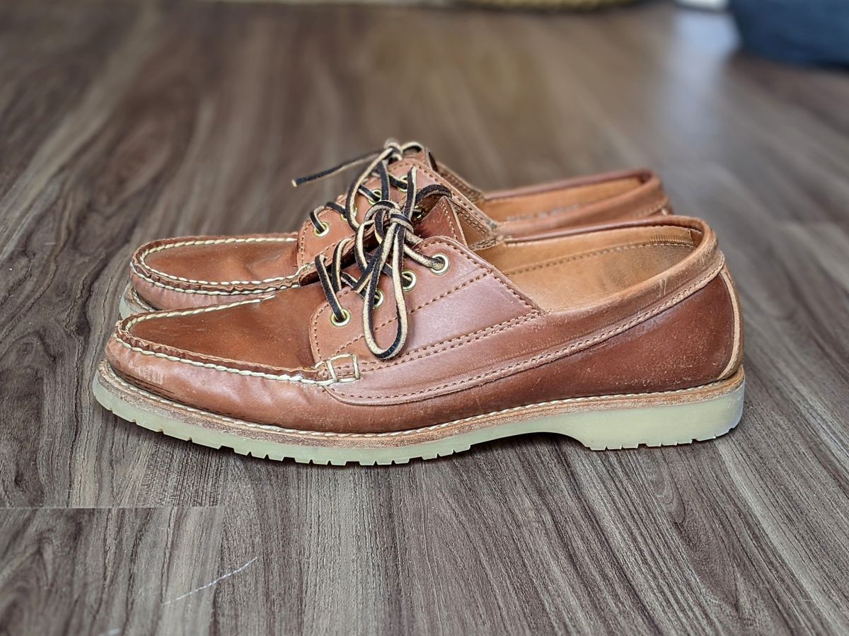 Photo by patinathunderdome on January 5, 2022 of the Rancourt & Co. Classic Ranger-Moc in Horween Natural Shell Cordovan.