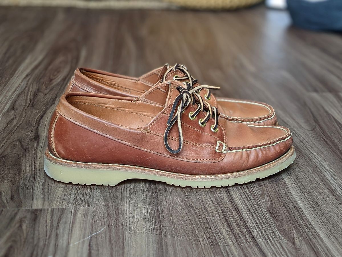 Photo by patinathunderdome on January 5, 2022 of the Rancourt & Co. Classic Ranger-Moc in Horween Natural Shell Cordovan.