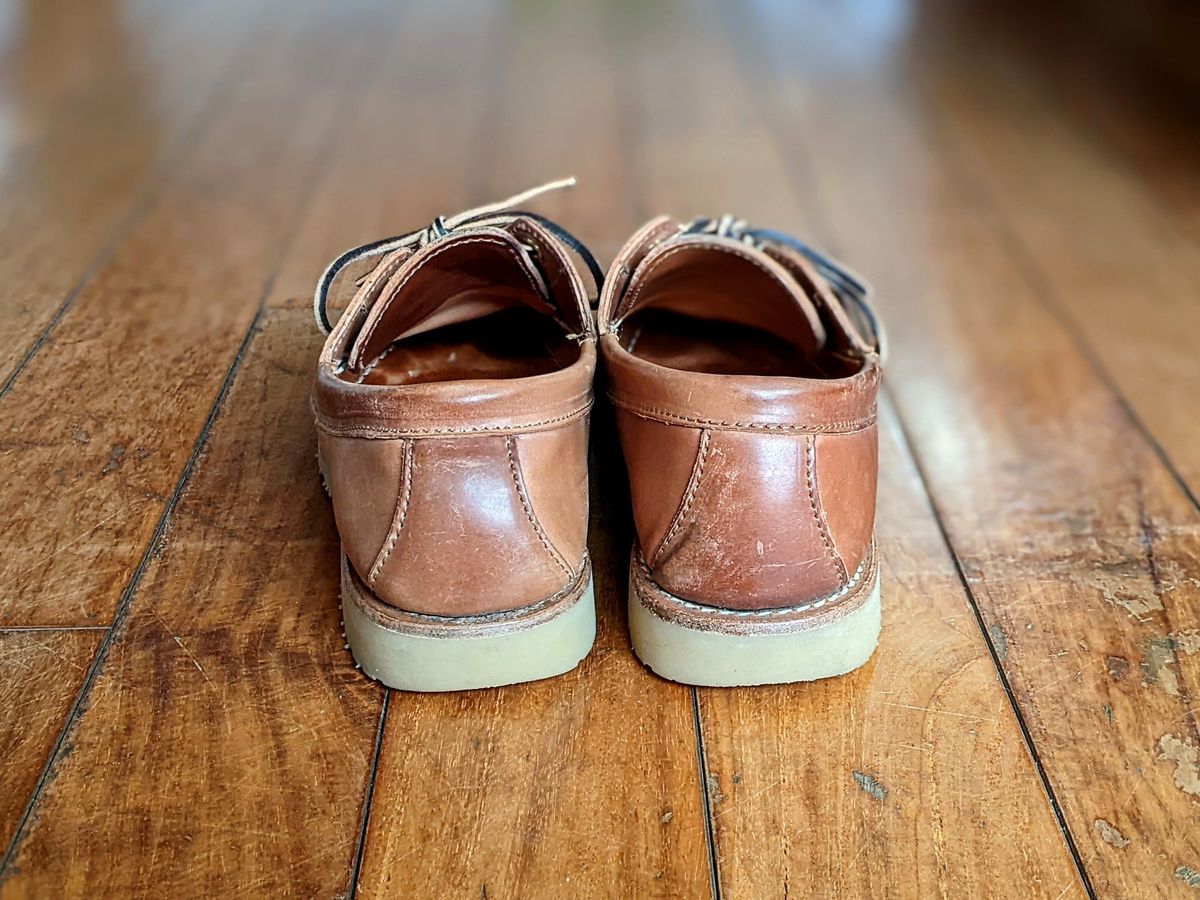 Photo by patinathunderdome on February 5, 2022 of the Rancourt & Co. Classic Ranger-Moc in Horween Natural Shell Cordovan.