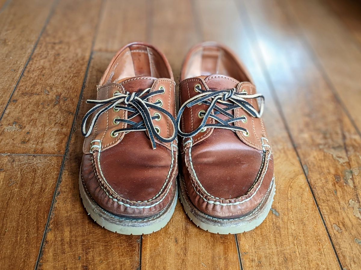 Photo by patinathunderdome on February 5, 2022 of the Rancourt & Co. Classic Ranger-Moc in Horween Natural Shell Cordovan.