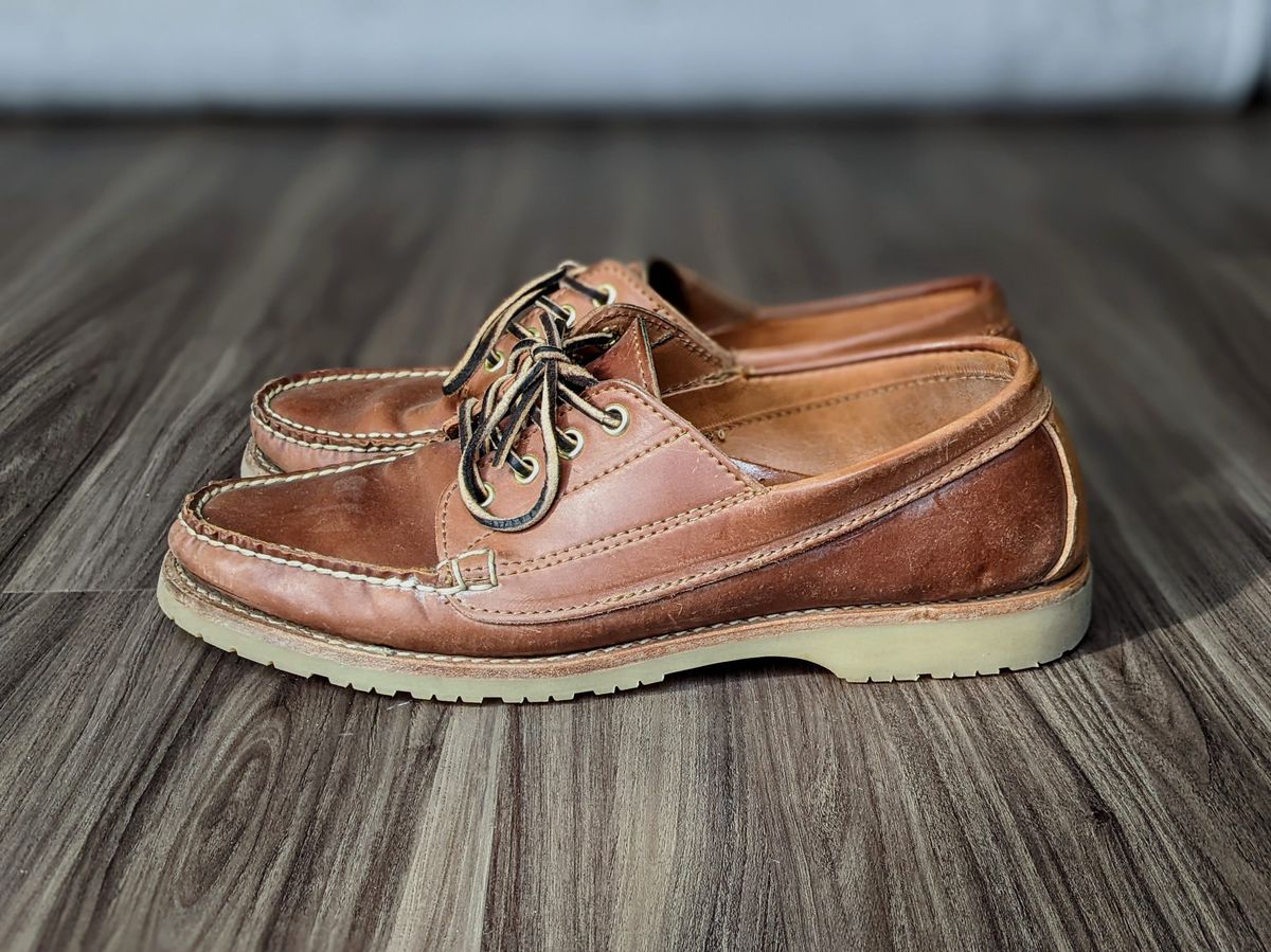 Photo by patinathunderdome on March 5, 2022 of the Rancourt & Co. Classic Ranger-Moc in Horween Natural Shell Cordovan.