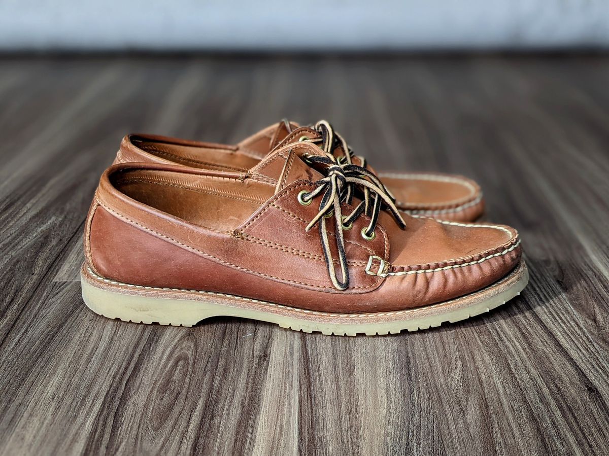 Photo by patinathunderdome on March 5, 2022 of the Rancourt & Co. Classic Ranger-Moc in Horween Natural Shell Cordovan.