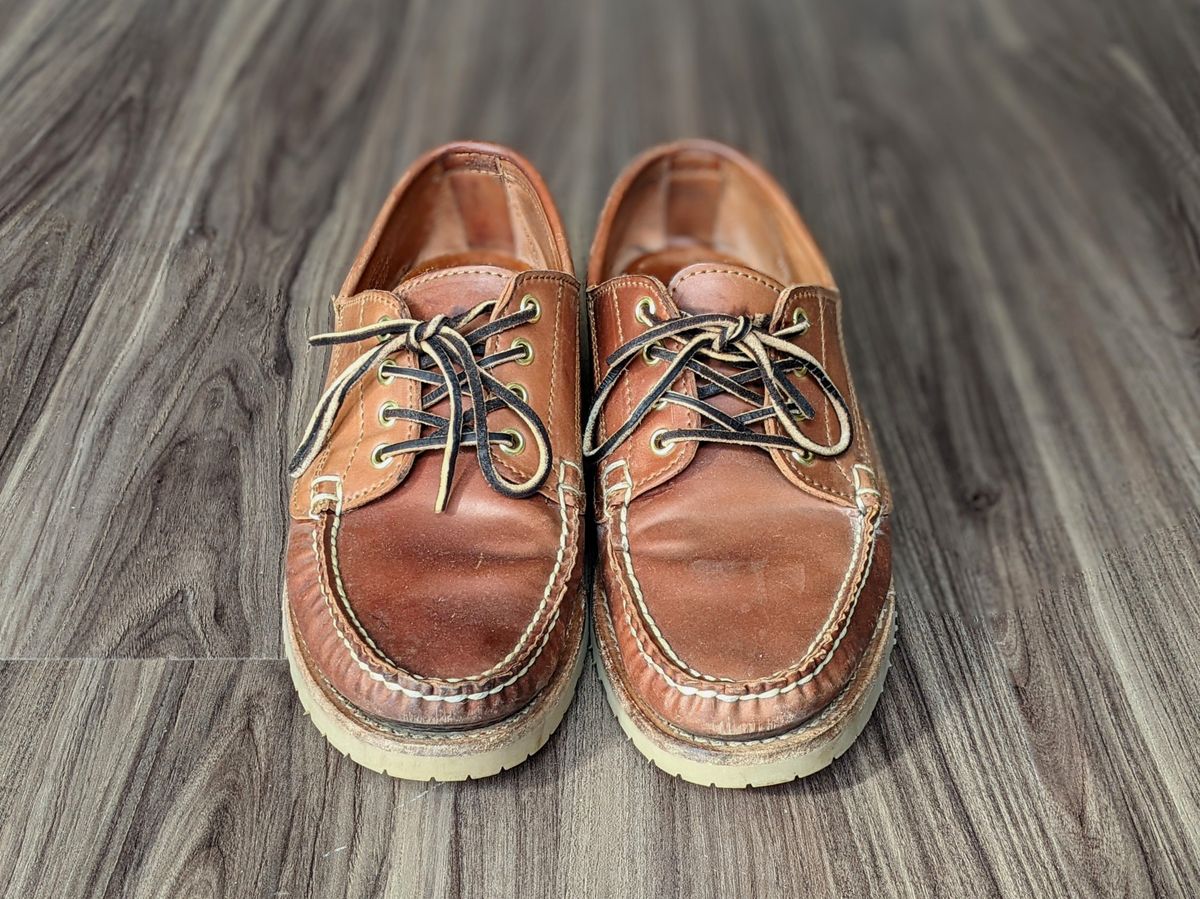 Photo by patinathunderdome on March 5, 2022 of the Rancourt & Co. Classic Ranger-Moc in Horween Natural Shell Cordovan.