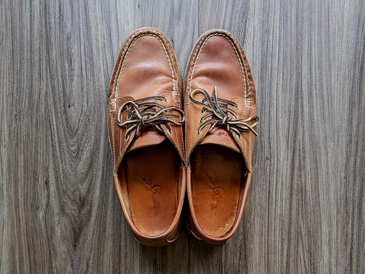 Photo by patinathunderdome on March 5, 2022 of the Rancourt & Co. Classic Ranger-Moc in Horween Natural Shell Cordovan.