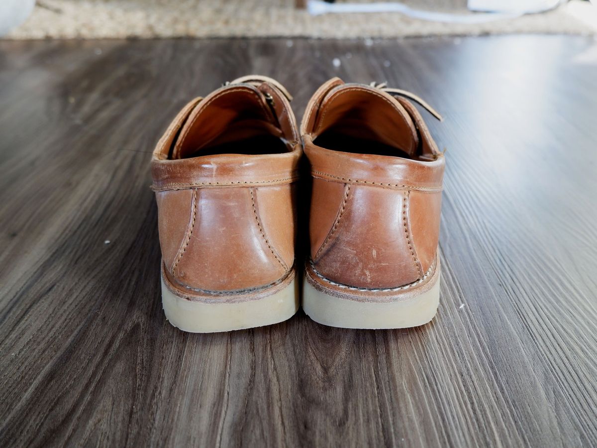 Photo by patinathunderdome on April 6, 2022 of the Rancourt & Co. Classic Ranger-Moc in Horween Natural Shell Cordovan.