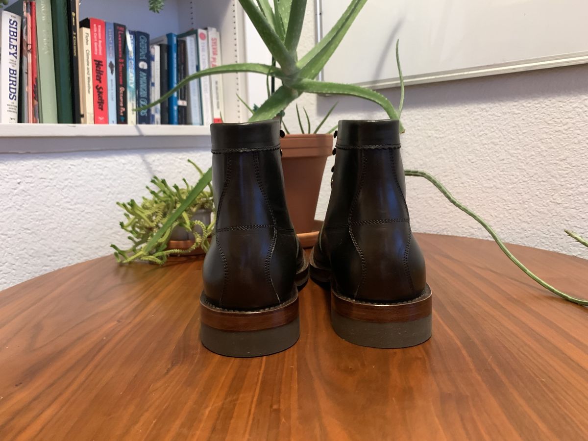 Photo by patinathunderdome on October 1, 2021 of the Sagara Cordmaster in Badalassi Carlo Oliva Minerva Overdyed Black.