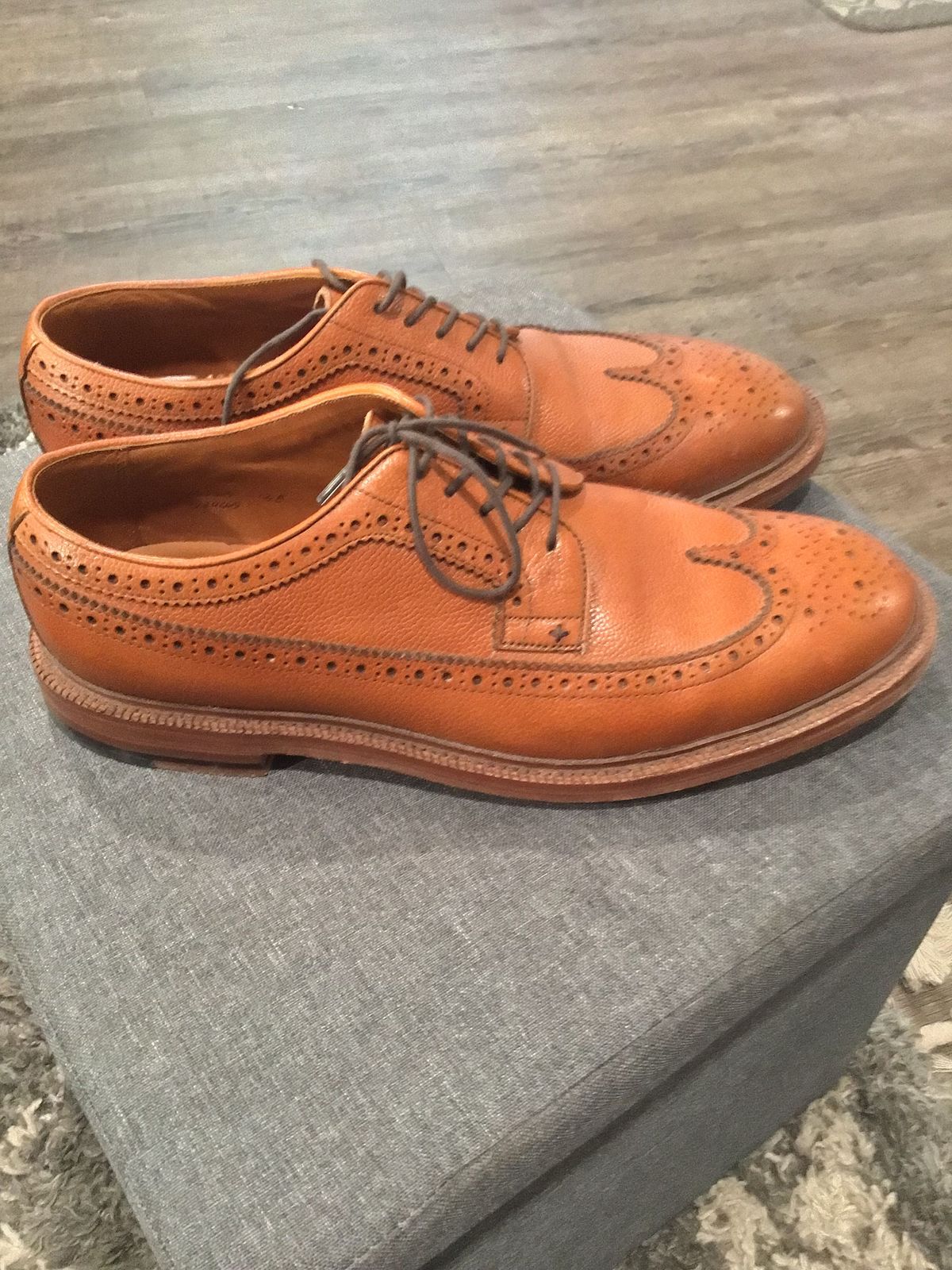 Photo by patinathunderdome on October 5, 2021 of the Grant Stone Plain Toe Blucher in Horween Brown Pebble Grain.
