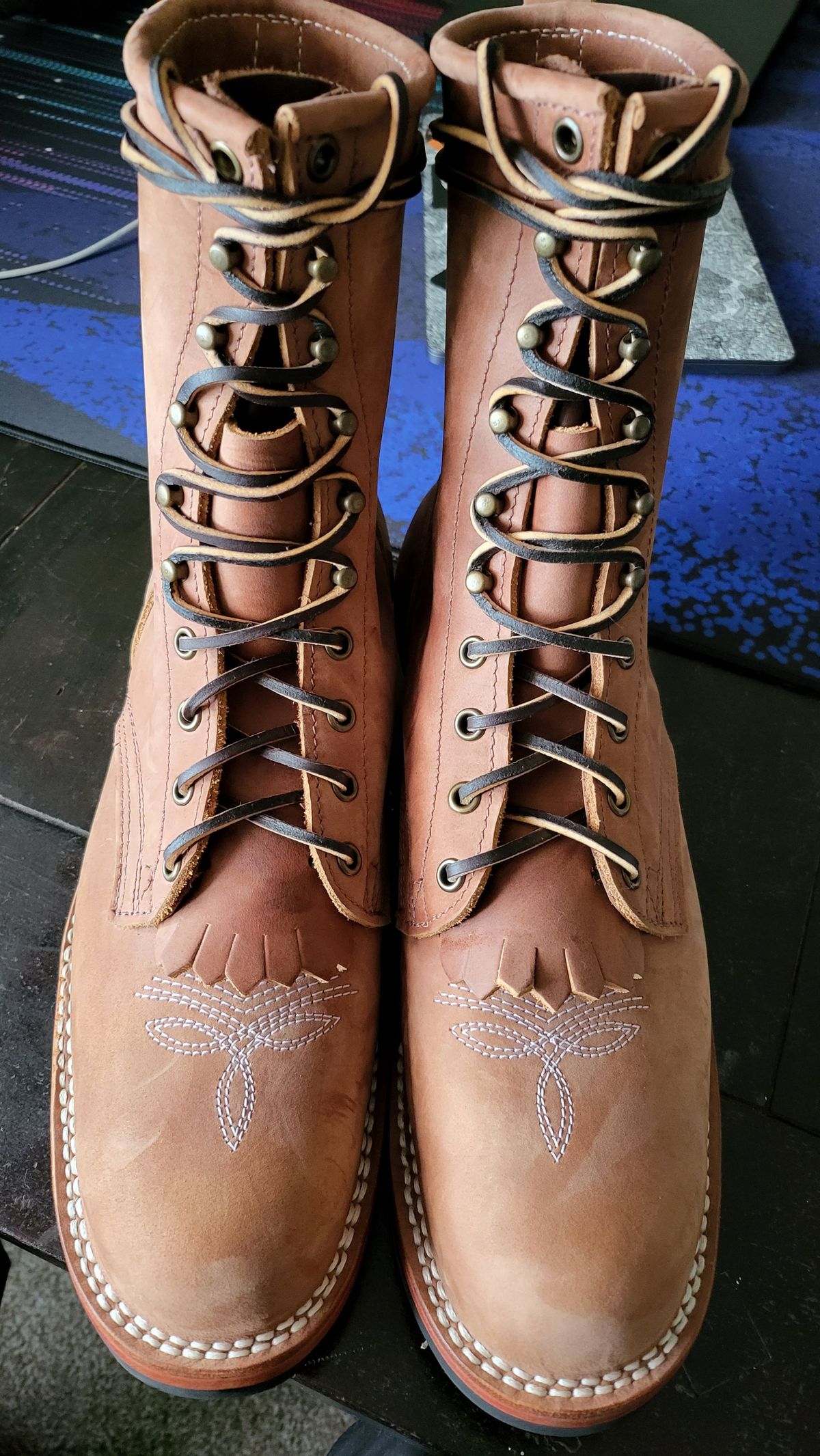 Photo by patinathunderdome on November 2, 2021 of the Nicks Packer in Horween Brown Rapids.