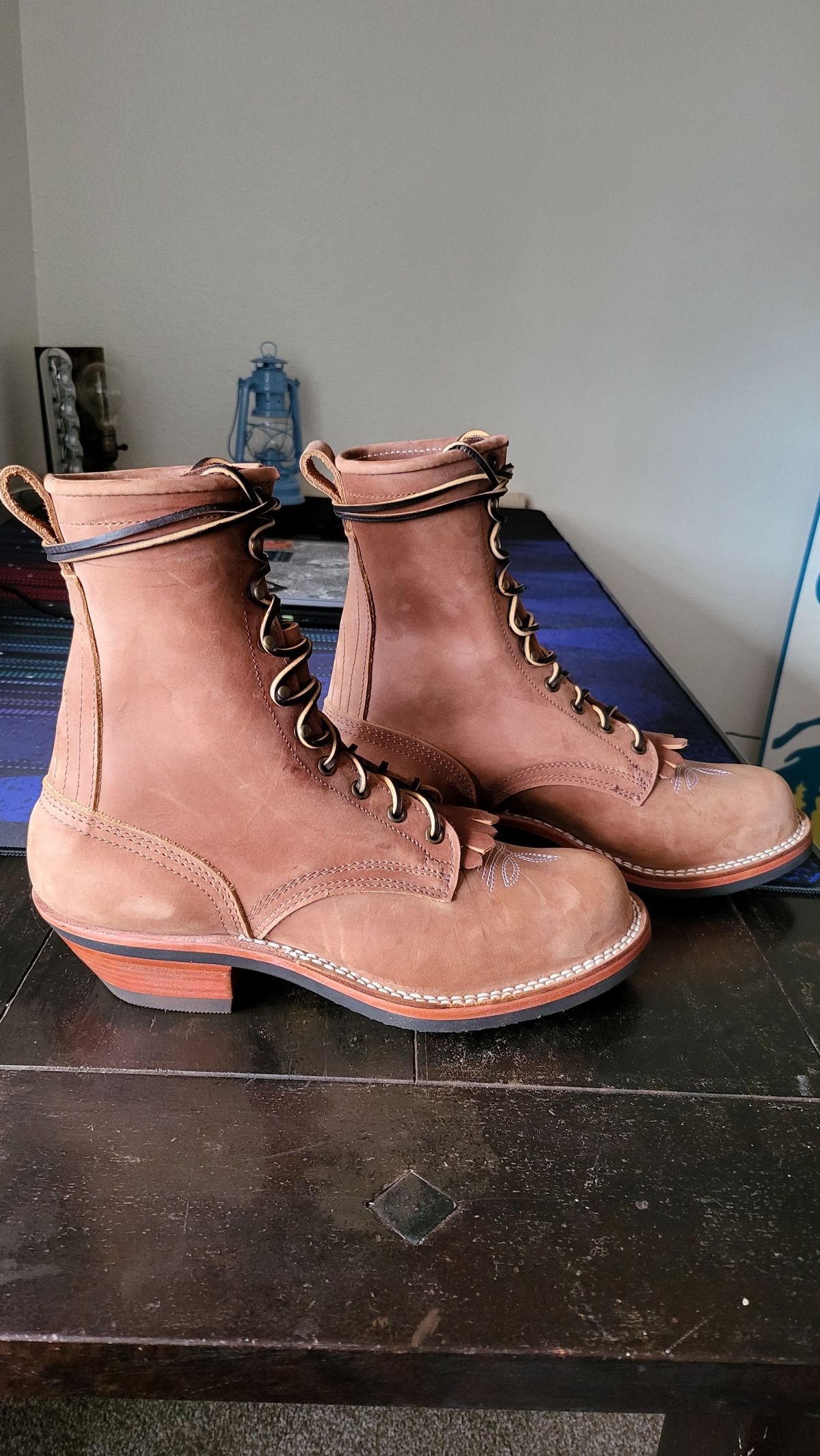 Photo by patinathunderdome on November 2, 2021 of the Nicks Packer in Horween Brown Rapids.