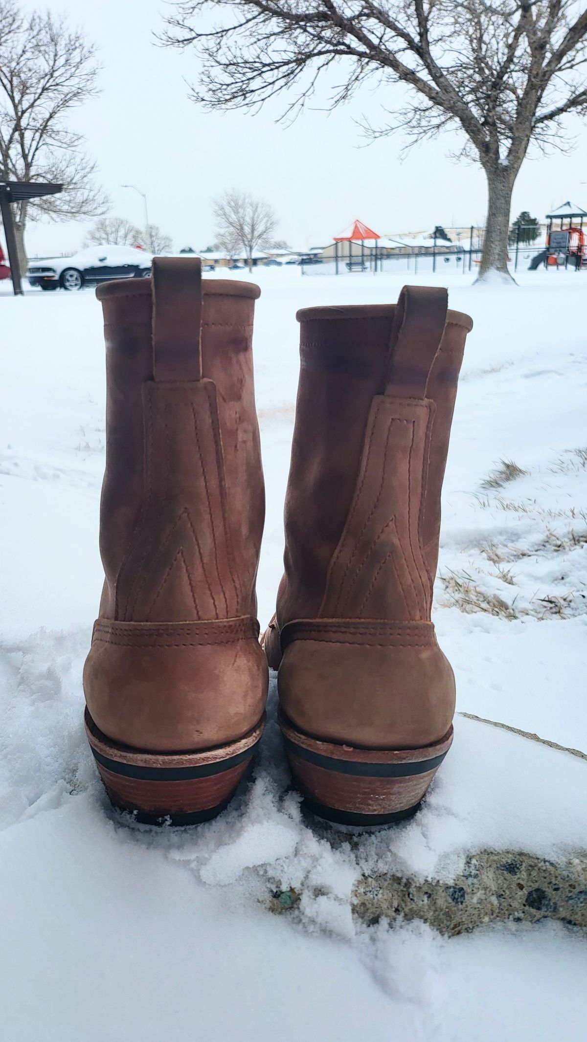 Photo by patinathunderdome on January 1, 2022 of the Nicks Packer in Horween Brown Rapids.