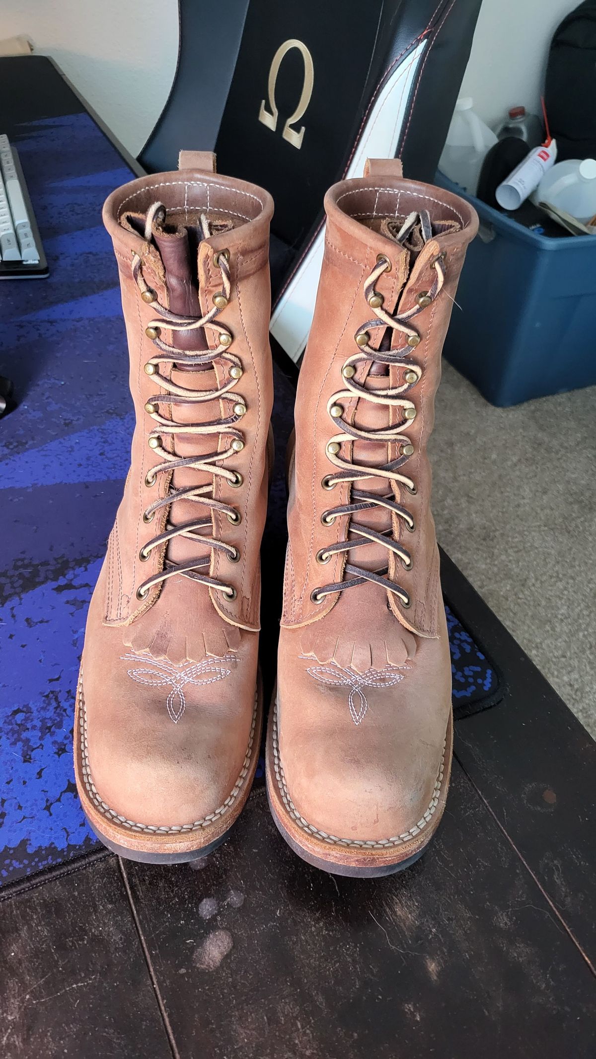 Photo by patinathunderdome on February 5, 2022 of the Nicks Packer in Horween Brown Rapids.