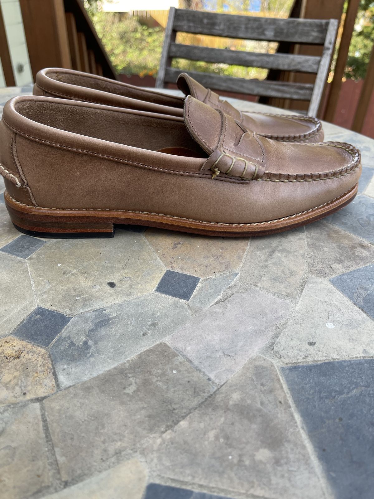 Photo by patinathunderdome on November 5, 2021 of the Rancourt & Co. Beefroll Penny Loafers in Horween Natural Chromexcel.