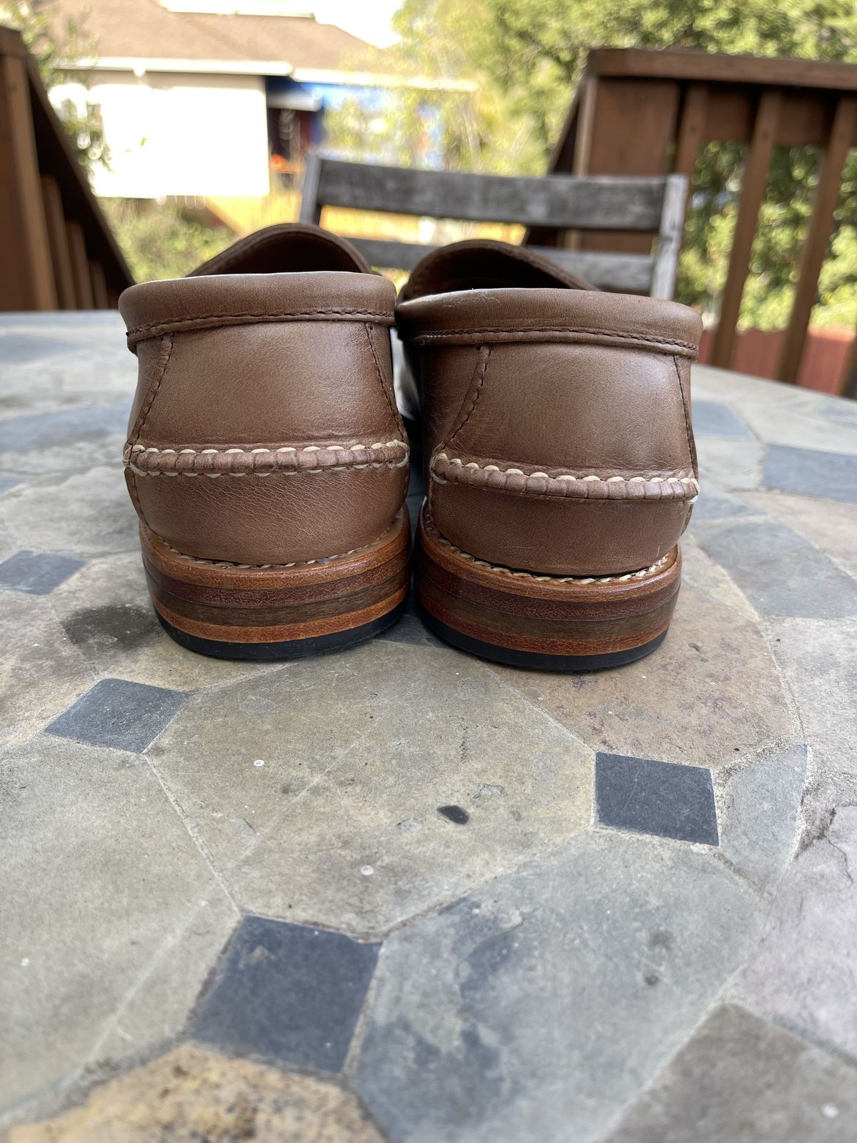 Photo by patinathunderdome on November 5, 2021 of the Rancourt & Co. Beefroll Penny Loafers in Horween Natural Chromexcel.