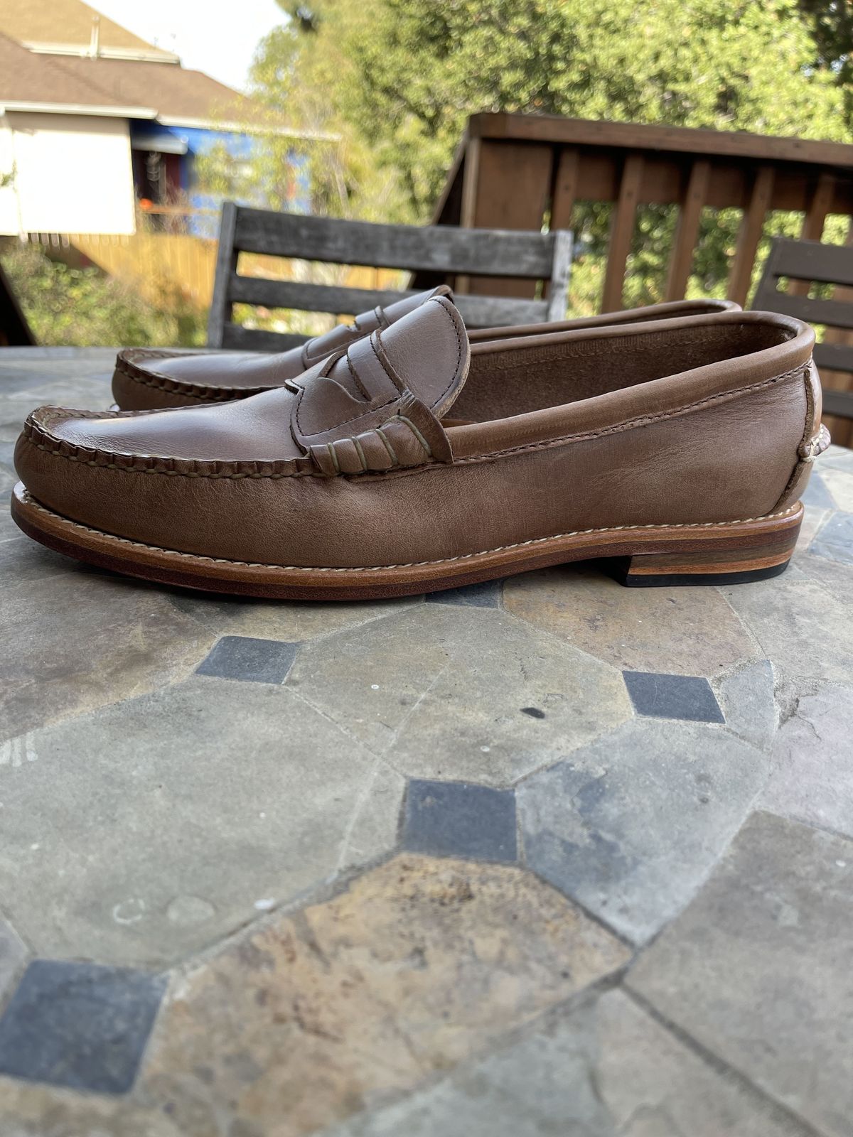 Photo by patinathunderdome on November 5, 2021 of the Rancourt & Co. Beefroll Penny Loafers in Horween Natural Chromexcel.