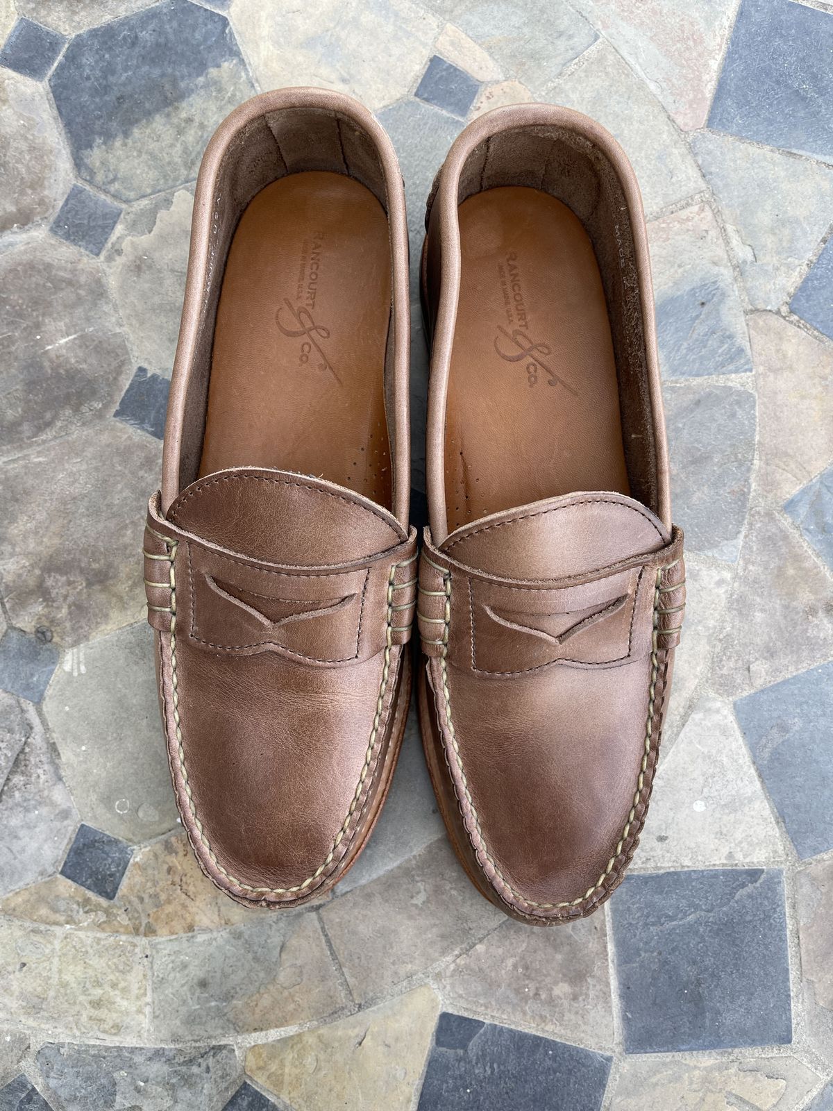 Photo by patinathunderdome on November 5, 2021 of the Rancourt & Co. Beefroll Penny Loafers in Horween Natural Chromexcel.