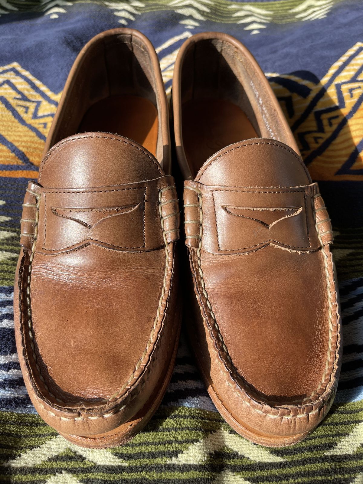 Photo by patinathunderdome on December 3, 2021 of the Rancourt & Co. Beefroll Penny Loafers in Horween Natural Chromexcel.