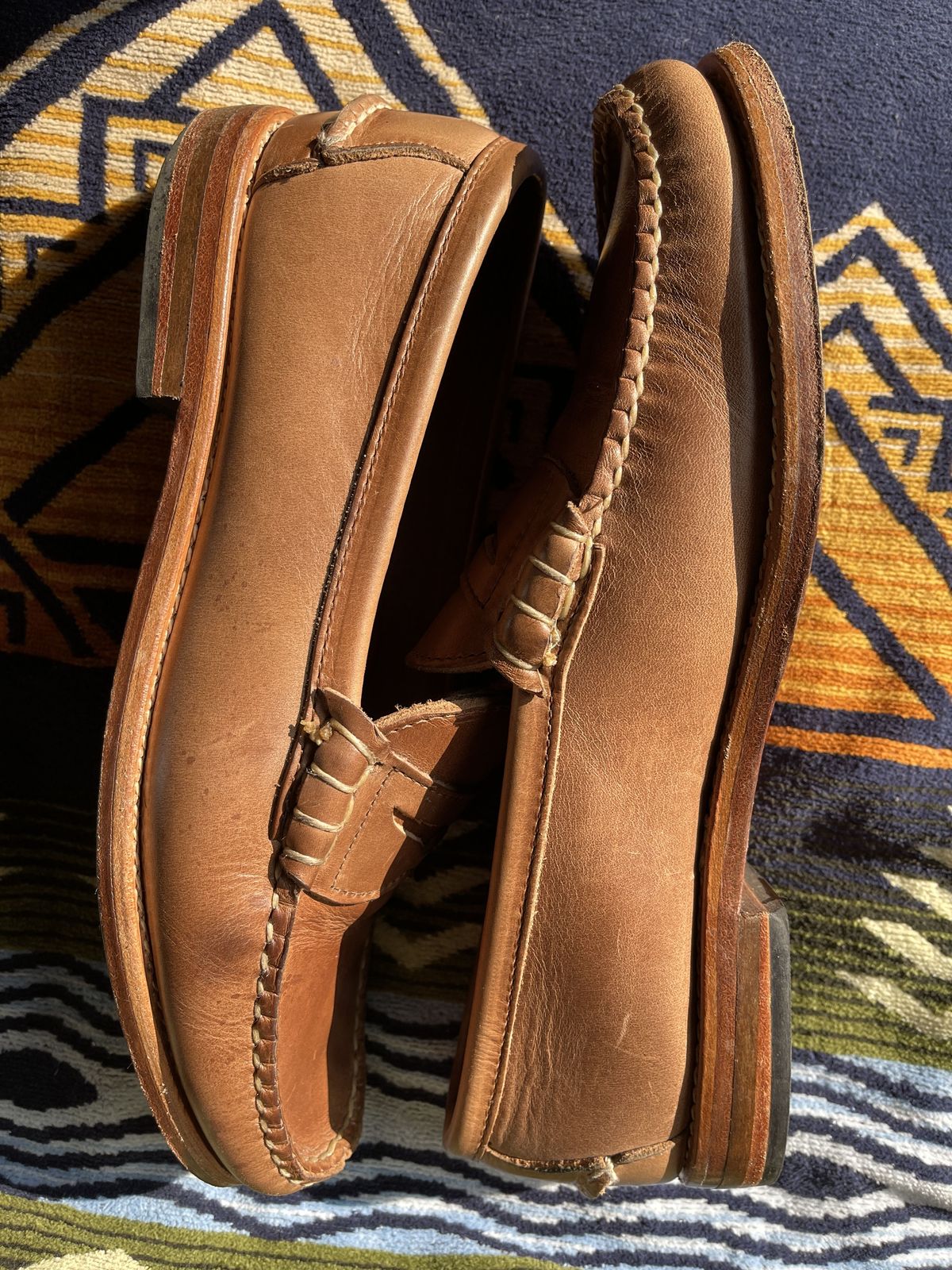 Photo by patinathunderdome on December 3, 2021 of the Rancourt & Co. Beefroll Penny Loafers in Horween Natural Chromexcel.