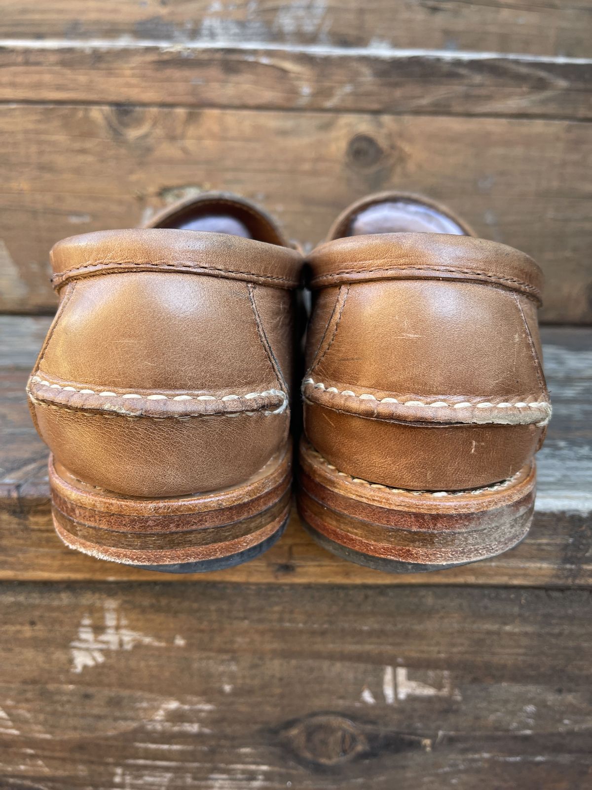 Photo by patinathunderdome on January 1, 2022 of the Rancourt & Co. Beefroll Penny Loafers in Horween Natural Chromexcel.