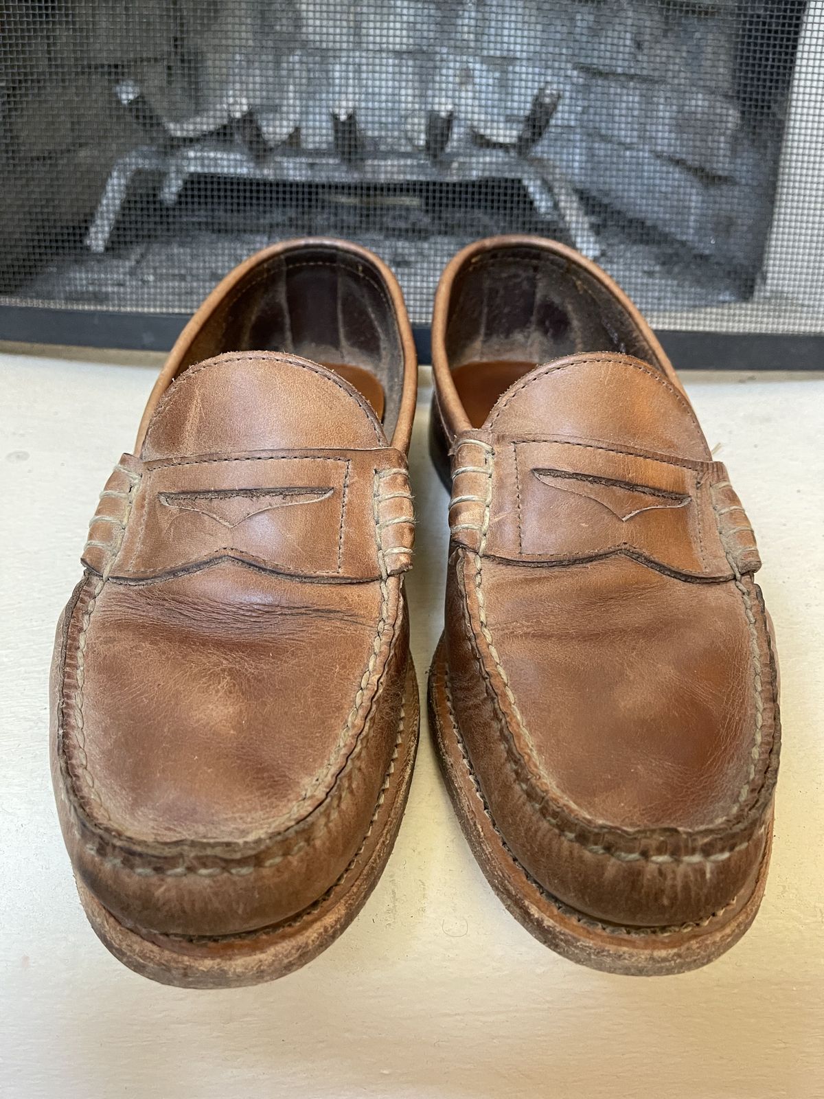 Photo by patinathunderdome on May 2, 2022 of the Rancourt & Co. Beefroll Penny Loafers in Horween Natural Chromexcel.