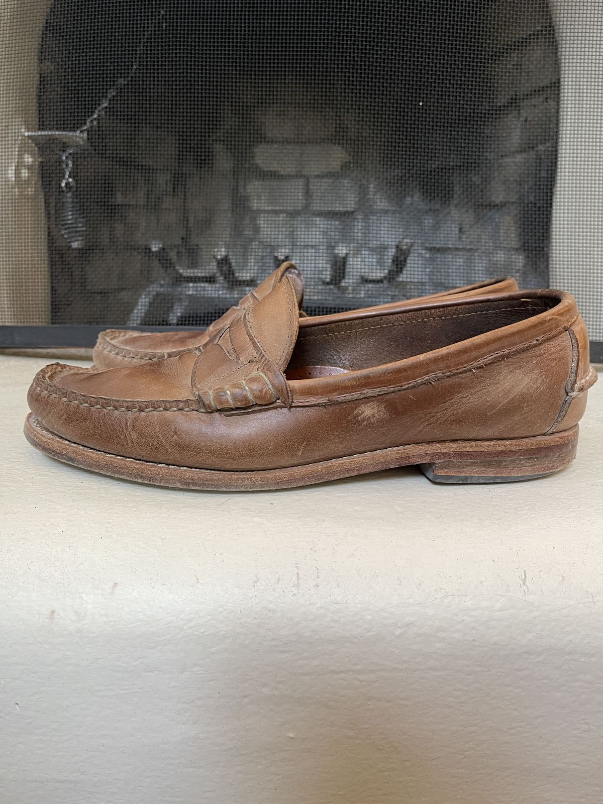 Photo by patinathunderdome on May 2, 2022 of the Rancourt & Co. Beefroll Penny Loafers in Horween Natural Chromexcel.