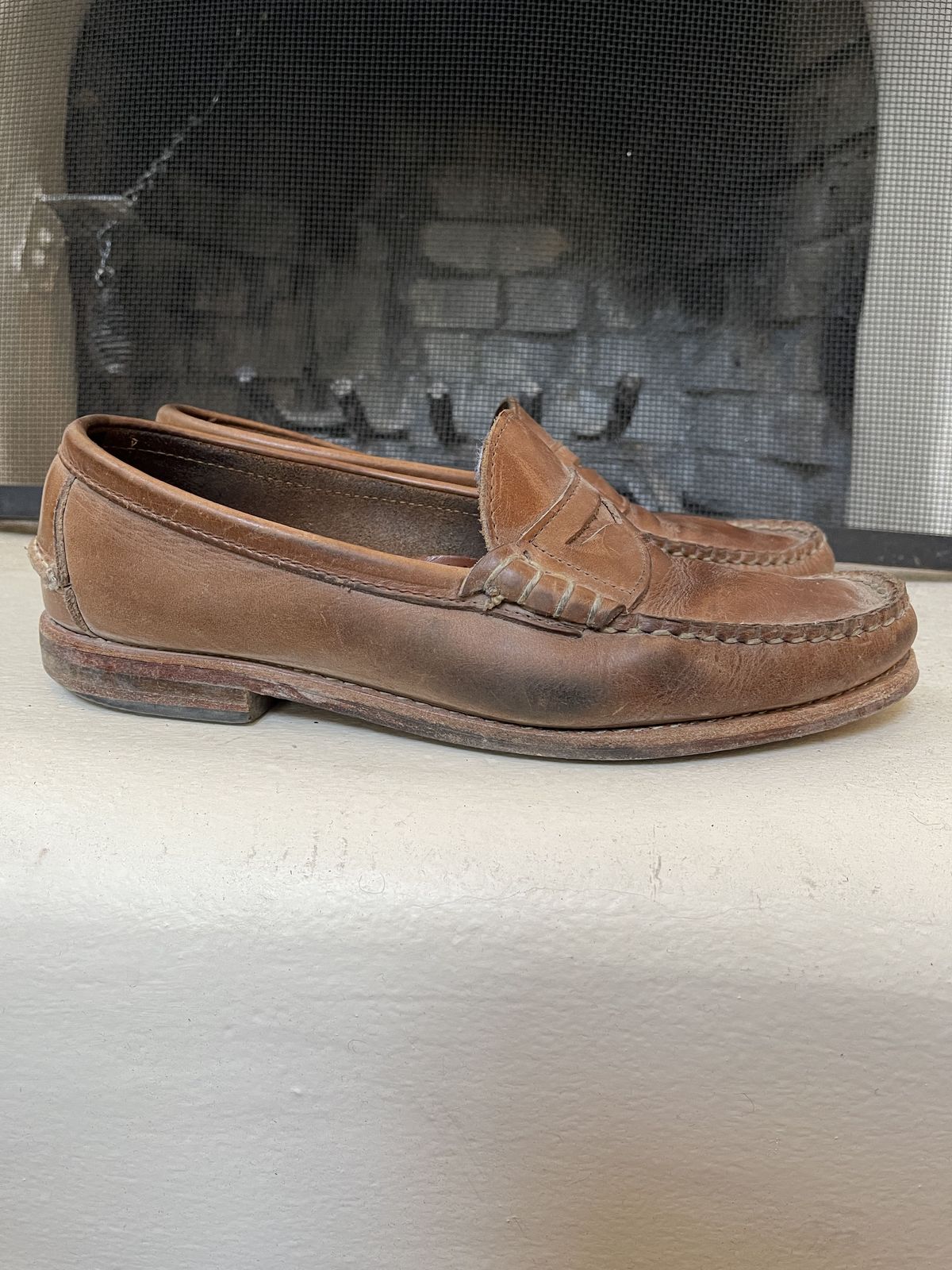 Photo by patinathunderdome on May 2, 2022 of the Rancourt & Co. Beefroll Penny Loafers in Horween Natural Chromexcel.