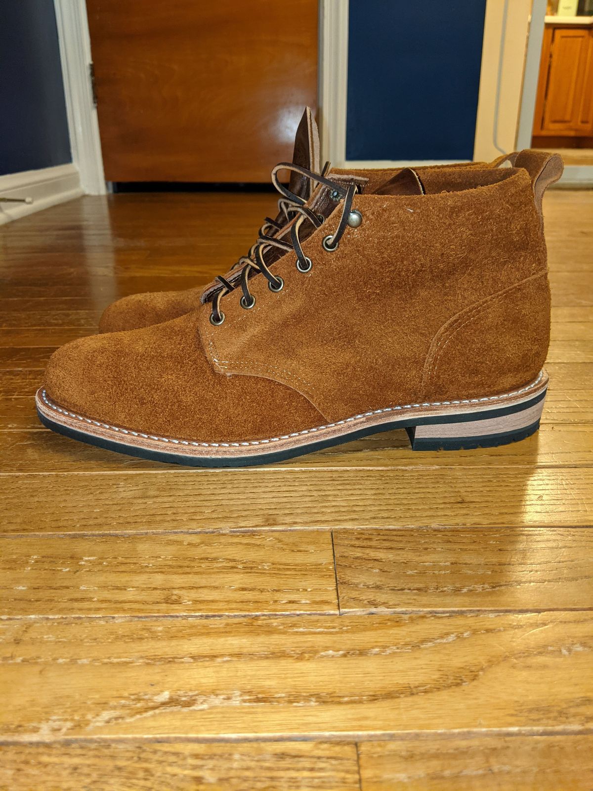 Photo by patinathunderdome on October 1, 2021 of the Mark Albert Outrider Boot in C.F. Stead Peanut Kudu Reverse.