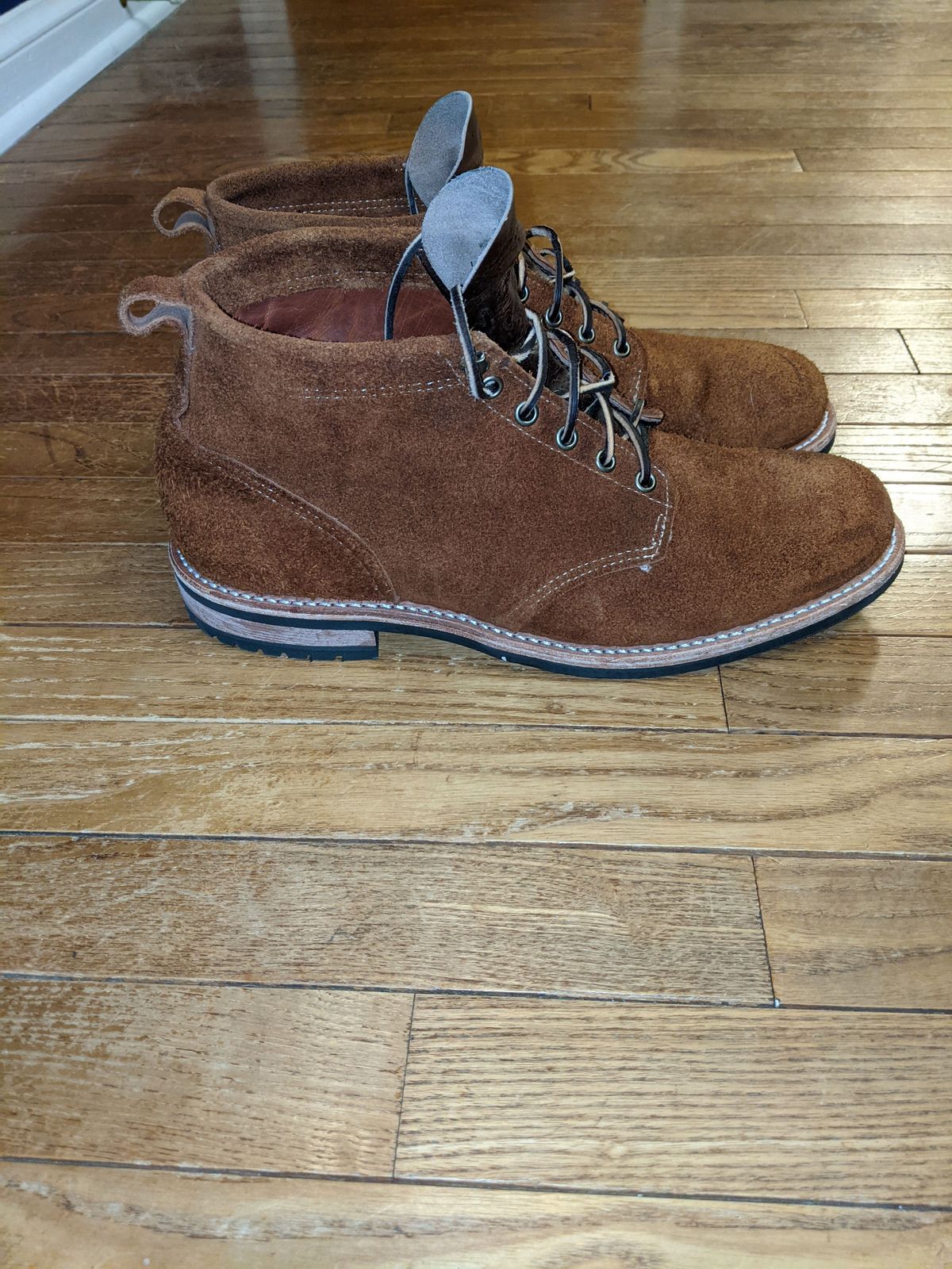 Photo by patinathunderdome on November 6, 2021 of the Mark Albert Outrider Boot in C.F. Stead Peanut Kudu Reverse.