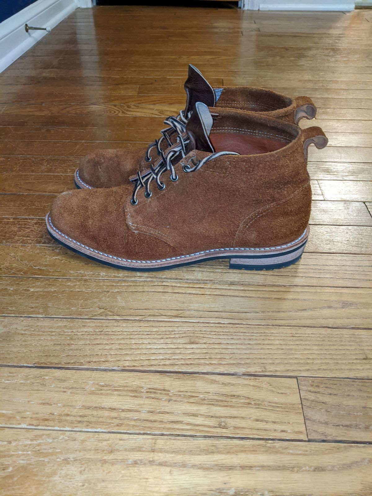 Photo by patinathunderdome on December 5, 2021 of the Mark Albert Outrider Boot in C.F. Stead Peanut Kudu Reverse.