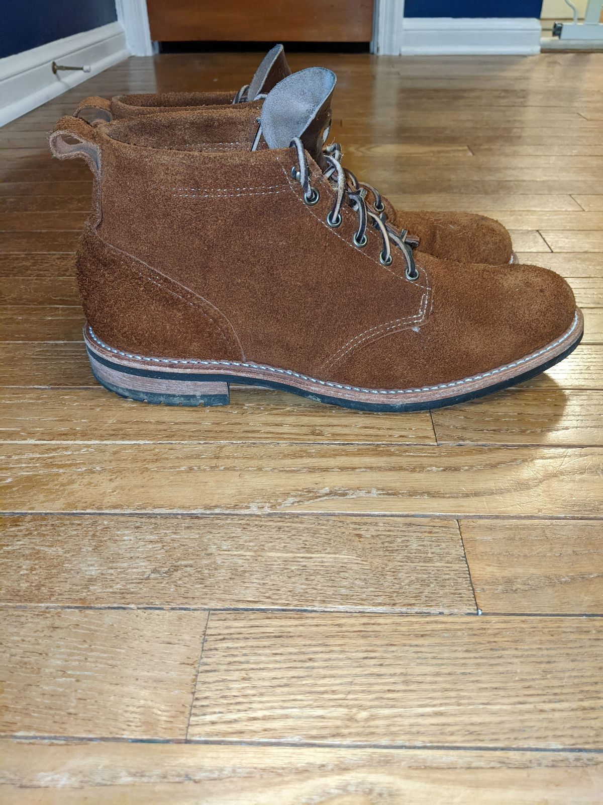 Photo by patinathunderdome on January 5, 2022 of the Mark Albert Outrider Boot in C.F. Stead Peanut Kudu Reverse.