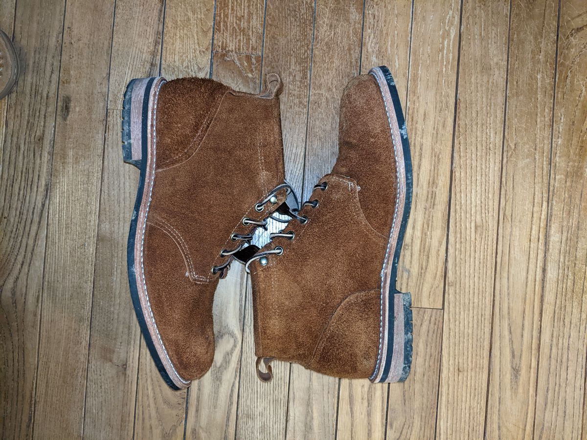Photo by patinathunderdome on January 5, 2022 of the Mark Albert Outrider Boot in C.F. Stead Peanut Kudu Reverse.