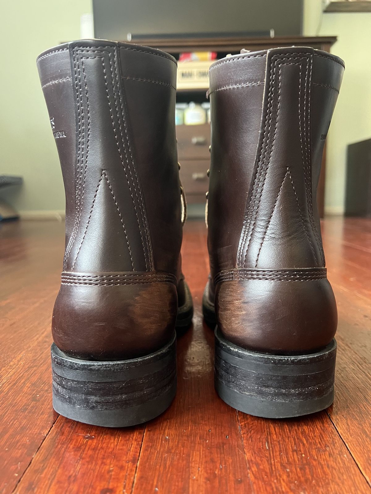 Photo by patinathunderdome on March 5, 2022 of the White's Bounty Hunter in Horween Brown Chromexcel Horsehide.