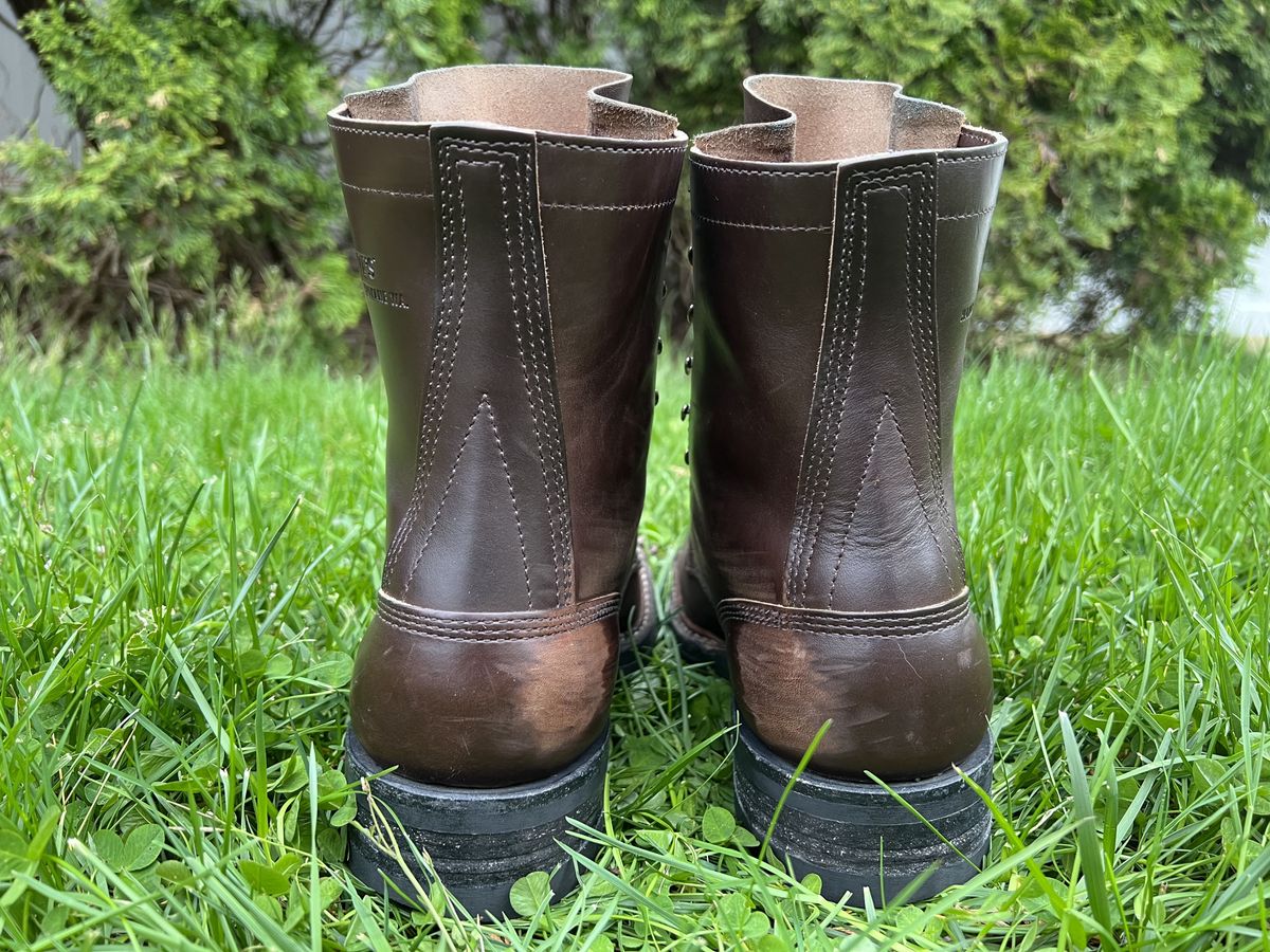 Photo by patinathunderdome on May 5, 2022 of the White's Bounty Hunter in Horween Brown Chromexcel Horsehide.