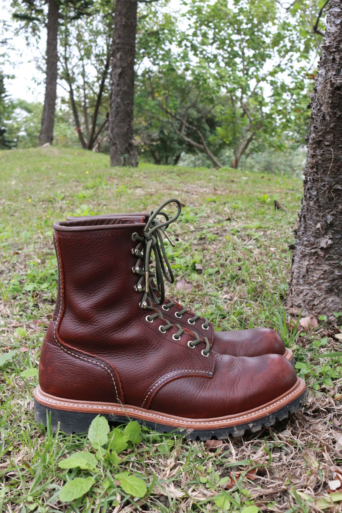 Photo by patinathunderdome on January 4, 2022 of the Red Wing Logger in S.B. Foot Briar Oil Slick.