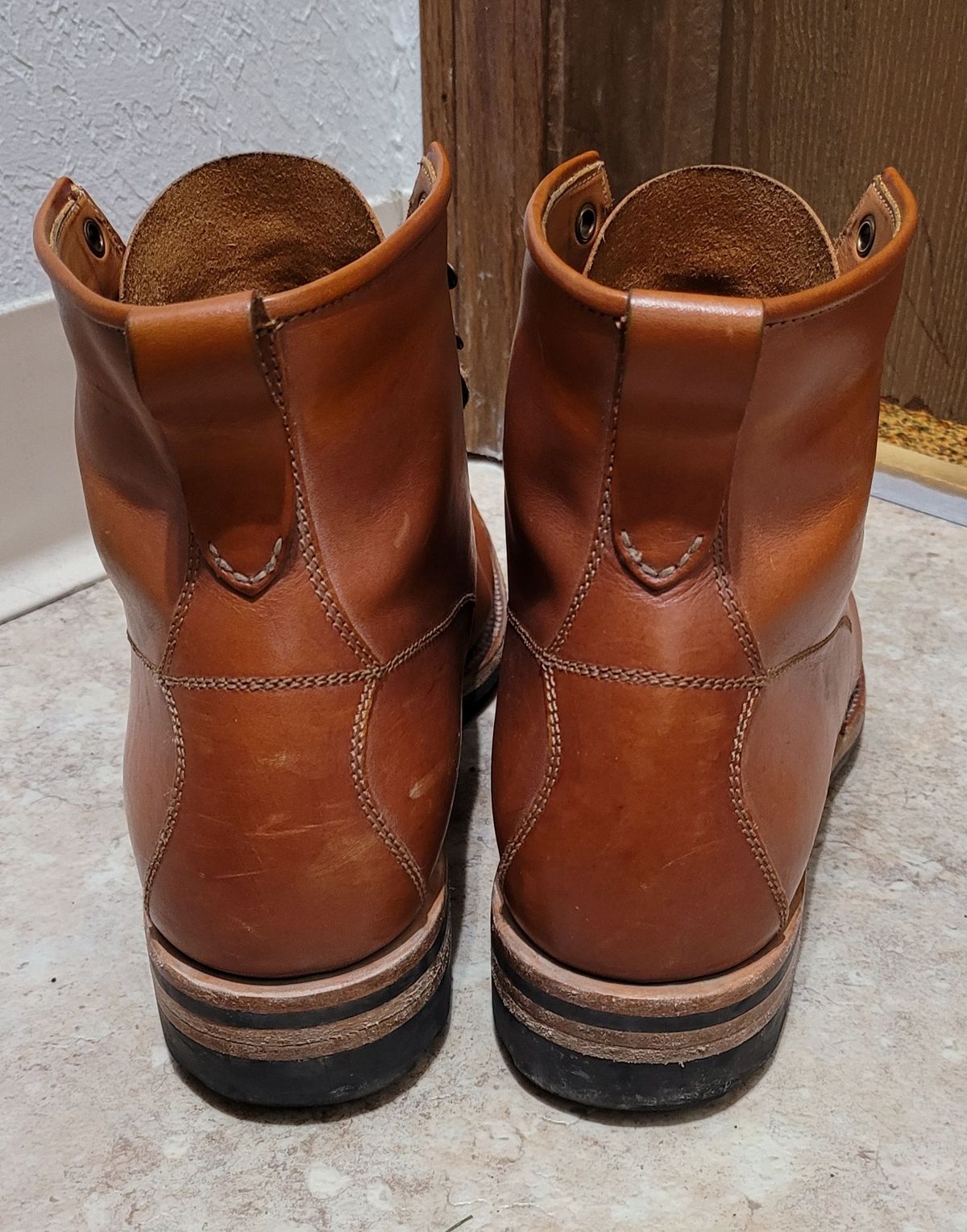 Photo by patinathunderdome on December 6, 2021 of the Midas Spalla Derby Boot in La Bretagna Whiskey Ghost.