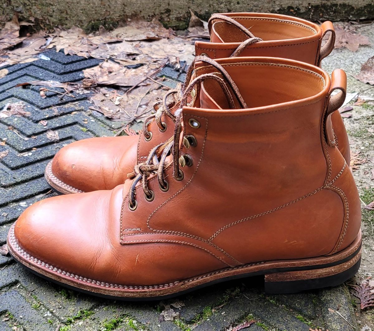 Photo by patinathunderdome on February 5, 2022 of the Midas Spalla Derby Boot in La Bretagna Whiskey Ghost.