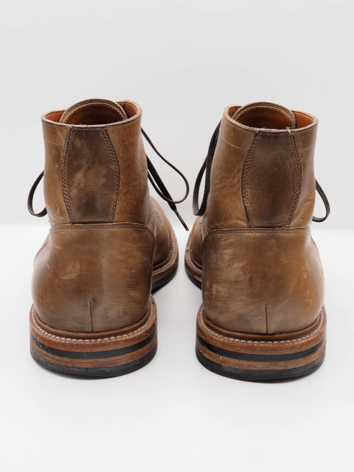 Photo by patinathunderdome on December 4, 2021 of the Grant Stone Diesel Boot in Horween Dune Chromexcel.