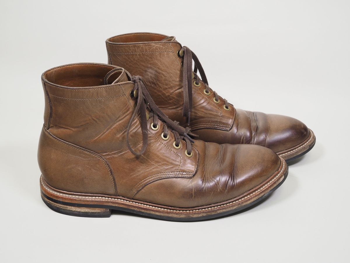 Photo by patinathunderdome on May 5, 2022 of the Grant Stone Diesel Boot in Horween Dune Chromexcel.