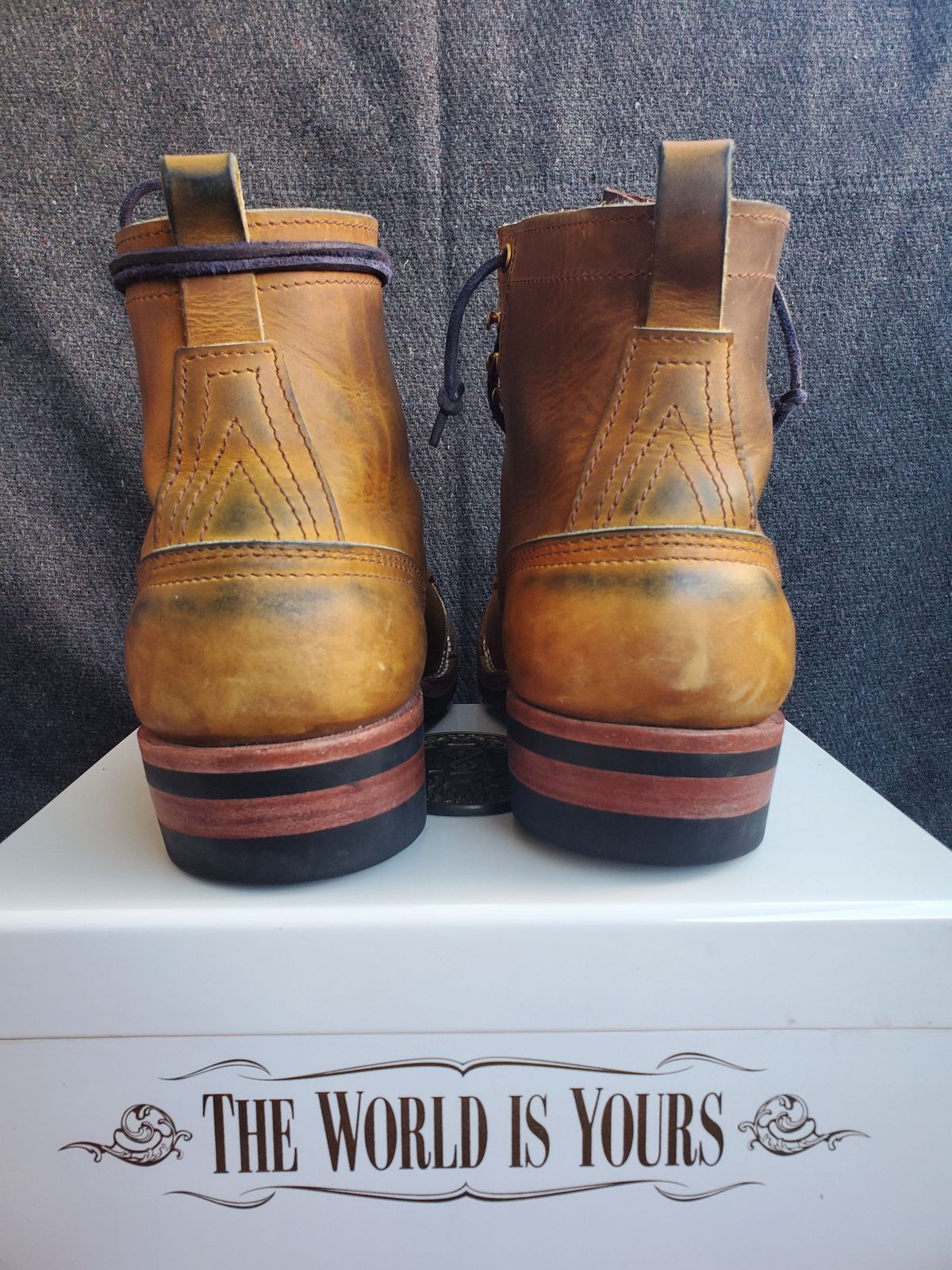 Photo by patinathunderdome on December 5, 2021 of the Nicks Prospector in Horween Khaki Chromepak.