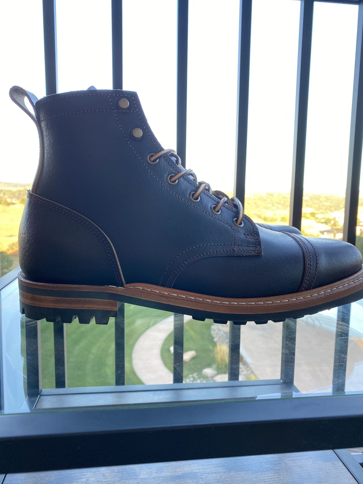 Photo by patinathunderdome on October 1, 2021 of the Truman Service Boot in Horween Java Waxed Flesh.