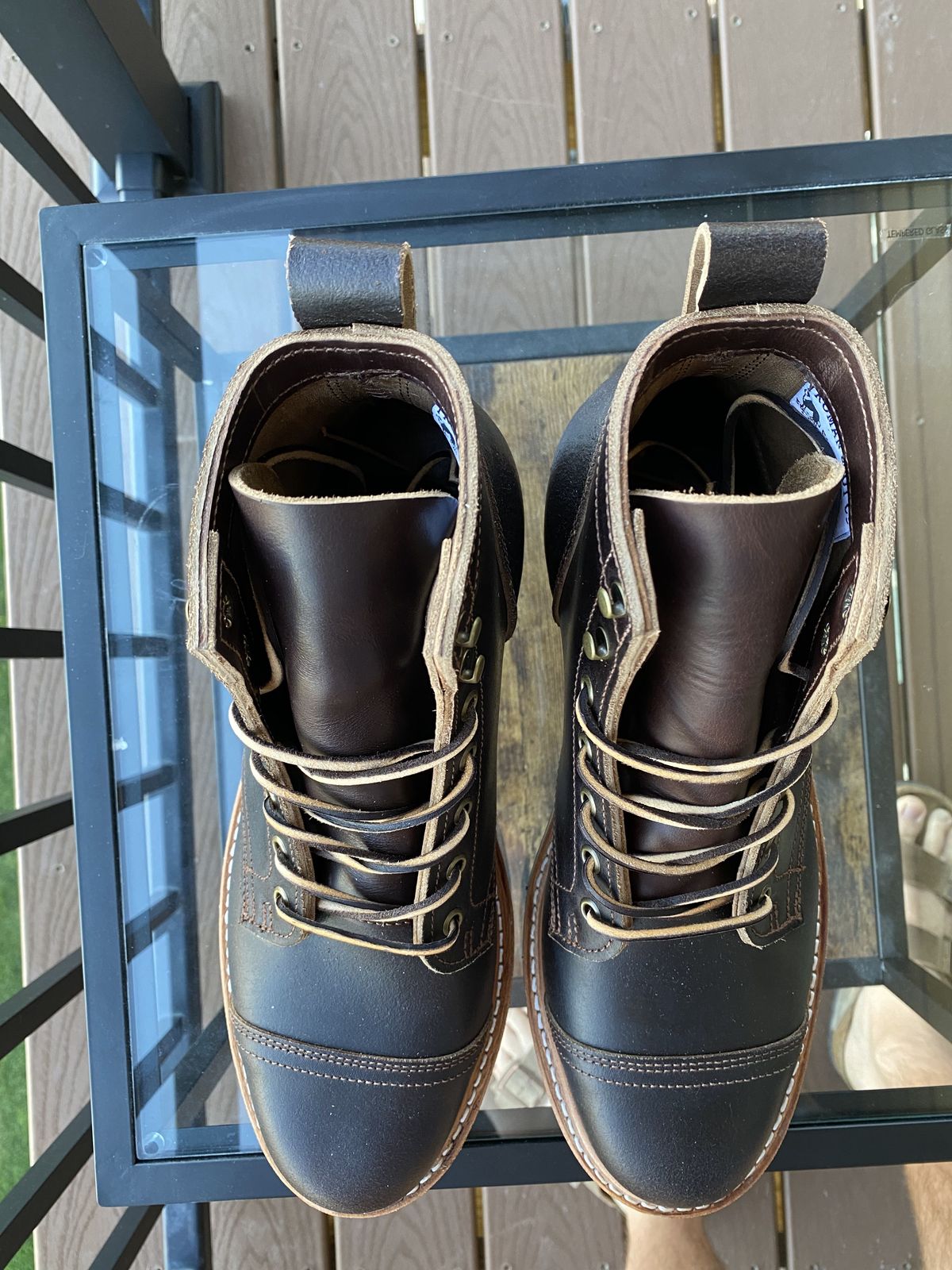 Photo by patinathunderdome on October 1, 2021 of the Truman Service Boot in Horween Java Waxed Flesh.