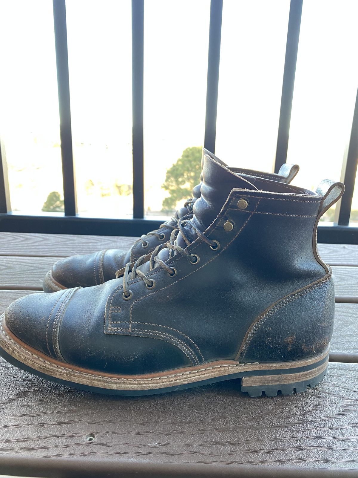 Photo by patinathunderdome on November 4, 2021 of the Truman Service Boot in Horween Java Waxed Flesh.
