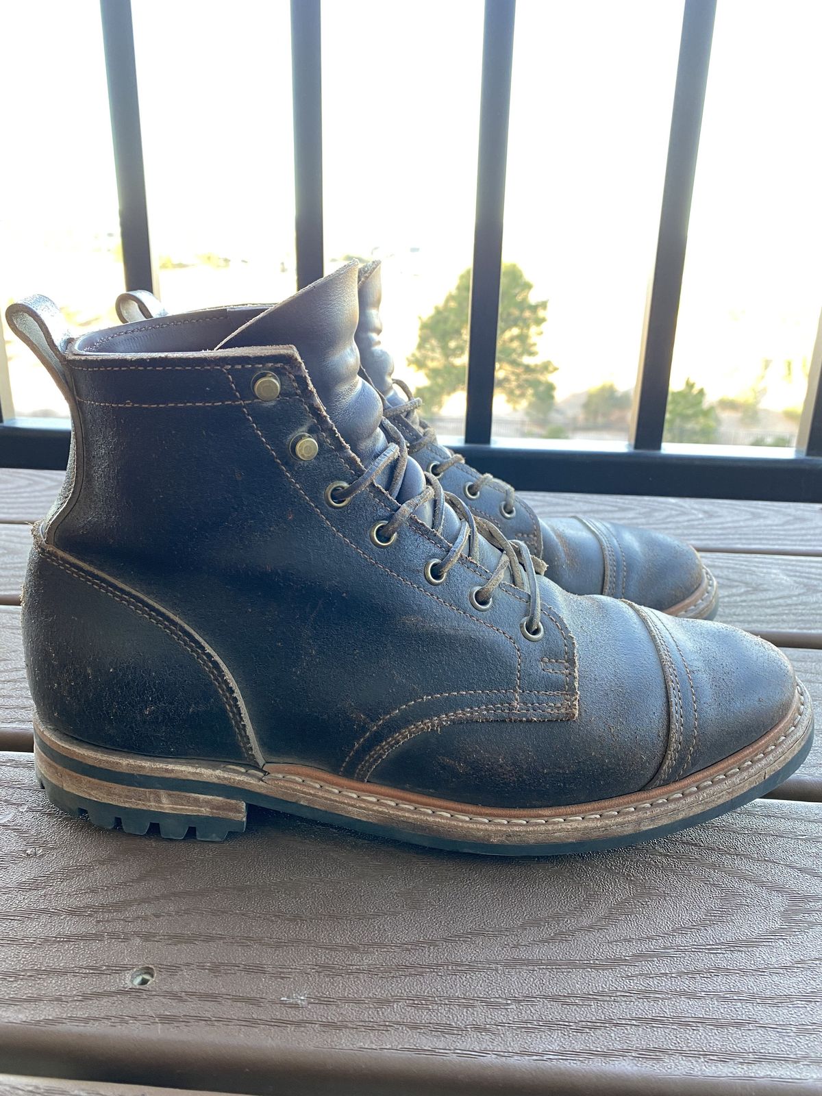 Photo by patinathunderdome on November 4, 2021 of the Truman Service Boot in Horween Java Waxed Flesh.