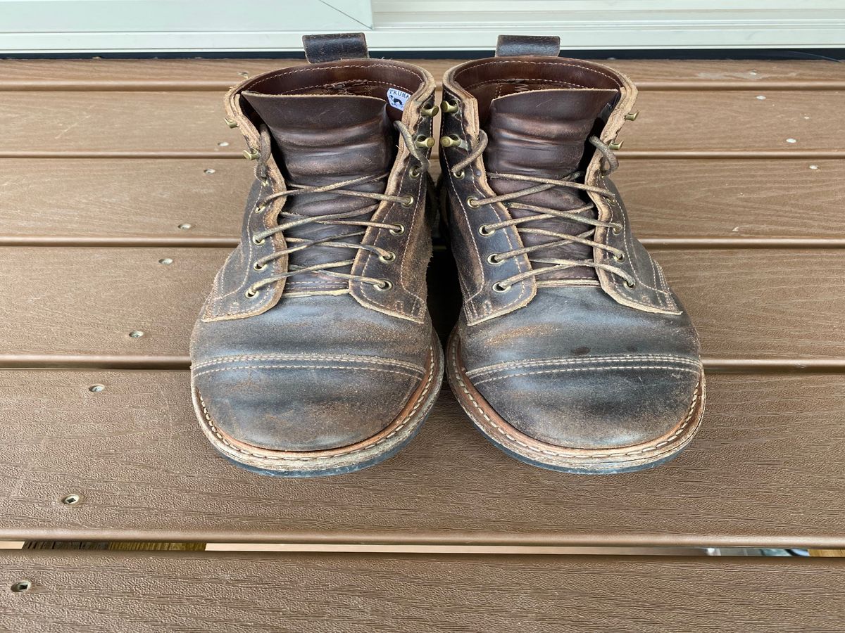 Photo by patinathunderdome on December 5, 2021 of the Truman Service Boot in Horween Java Waxed Flesh.