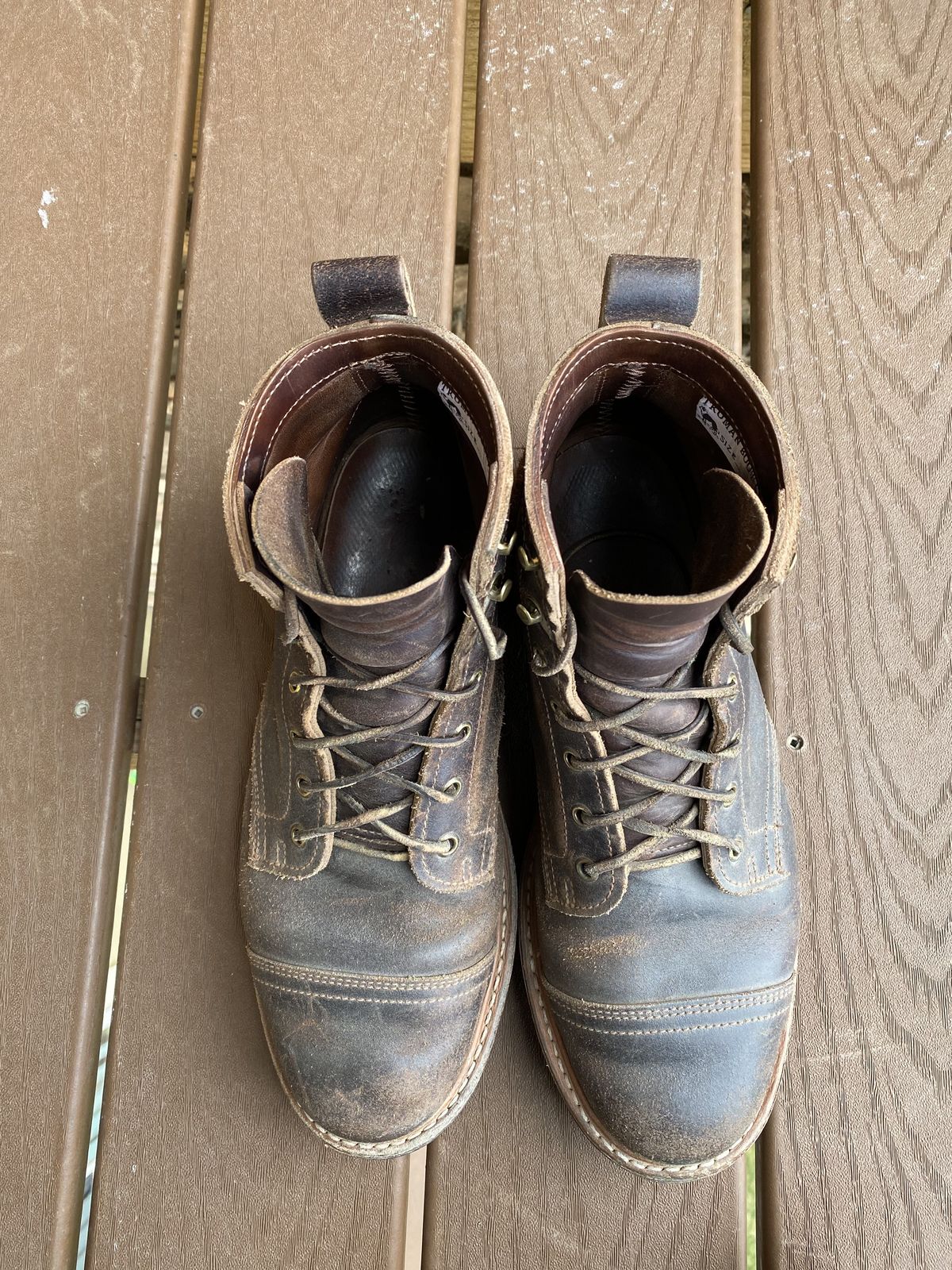 Photo by patinathunderdome on December 5, 2021 of the Truman Service Boot in Horween Java Waxed Flesh.