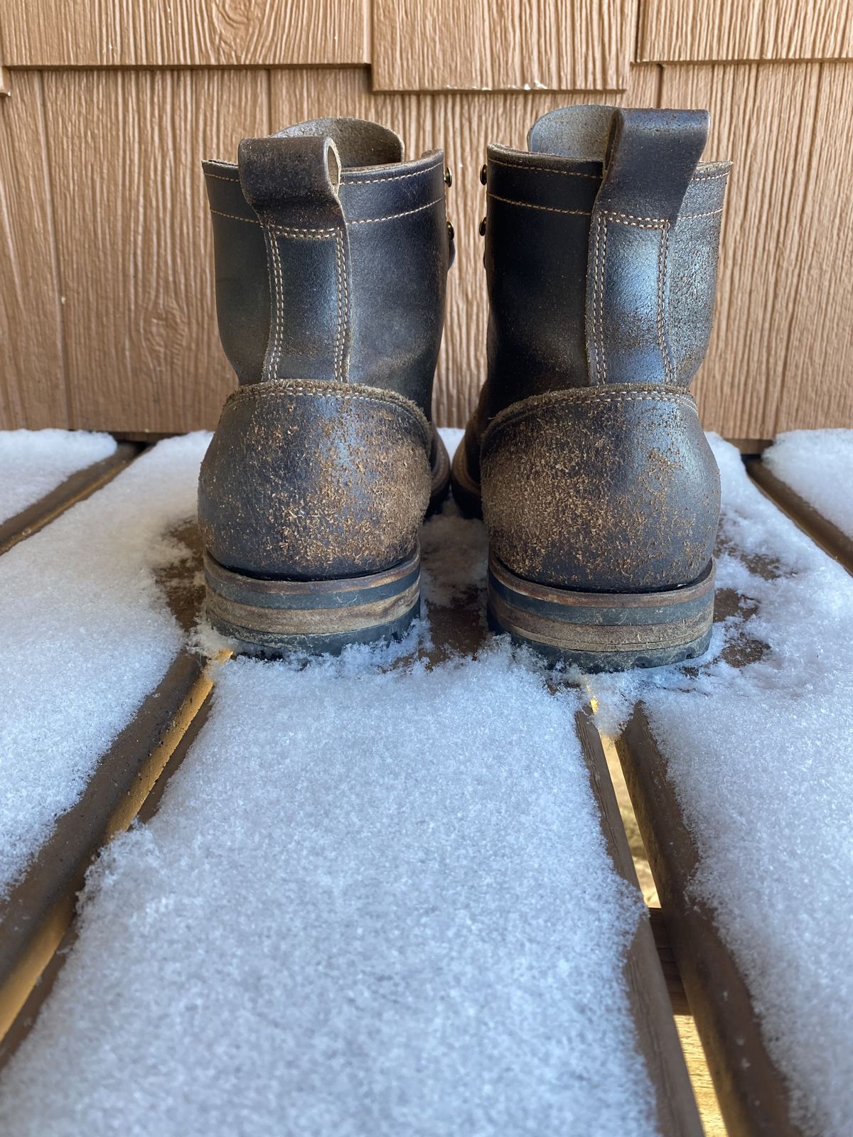 Photo by patinathunderdome on January 2, 2022 of the Truman Service Boot in Horween Java Waxed Flesh.