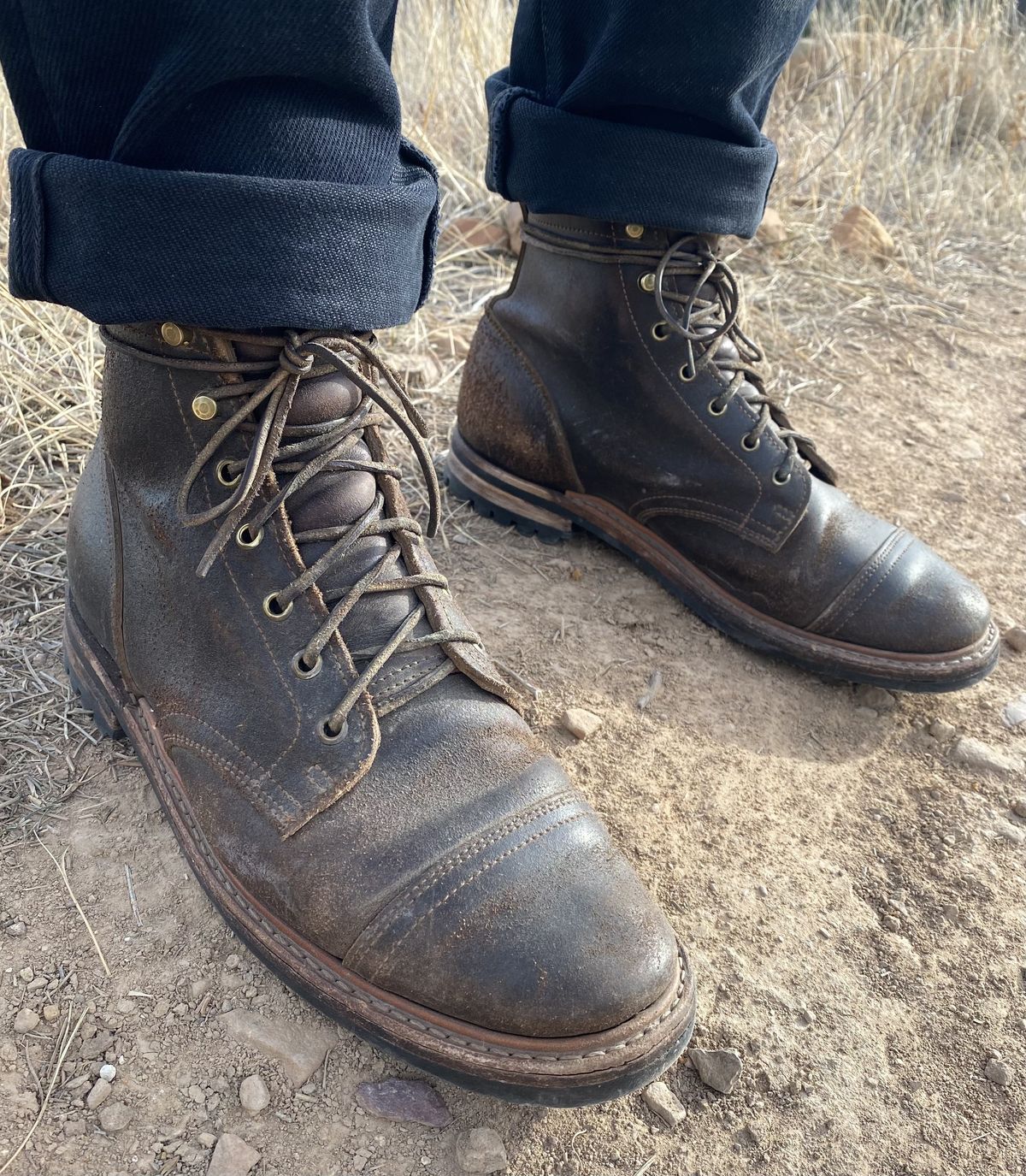 Photo by patinathunderdome on February 1, 2022 of the Truman Service Boot in Horween Java Waxed Flesh.