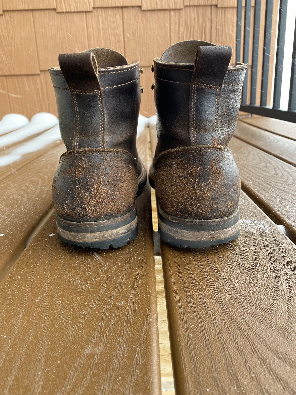 Photo by patinathunderdome on March 5, 2022 of the Truman Service Boot in Horween Java Waxed Flesh.