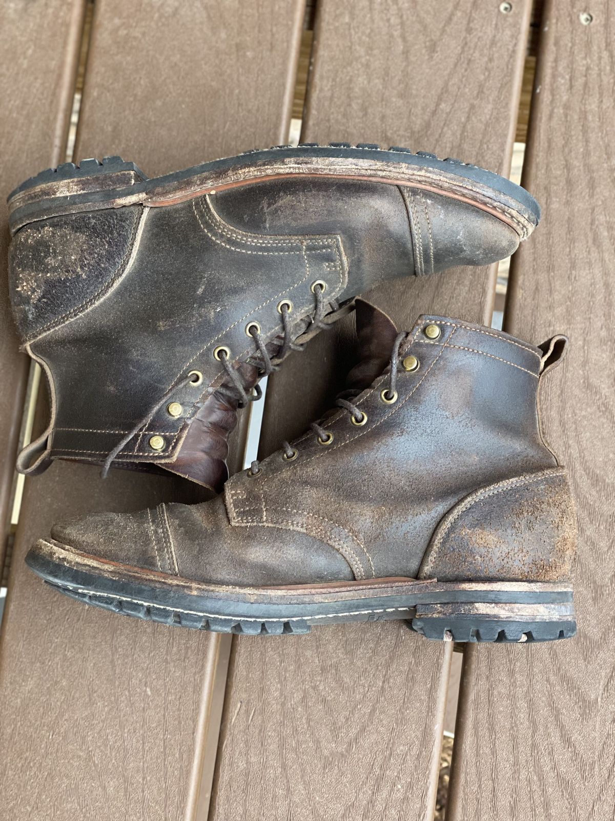 Photo by patinathunderdome on April 5, 2022 of the Truman Service Boot in Horween Java Waxed Flesh.