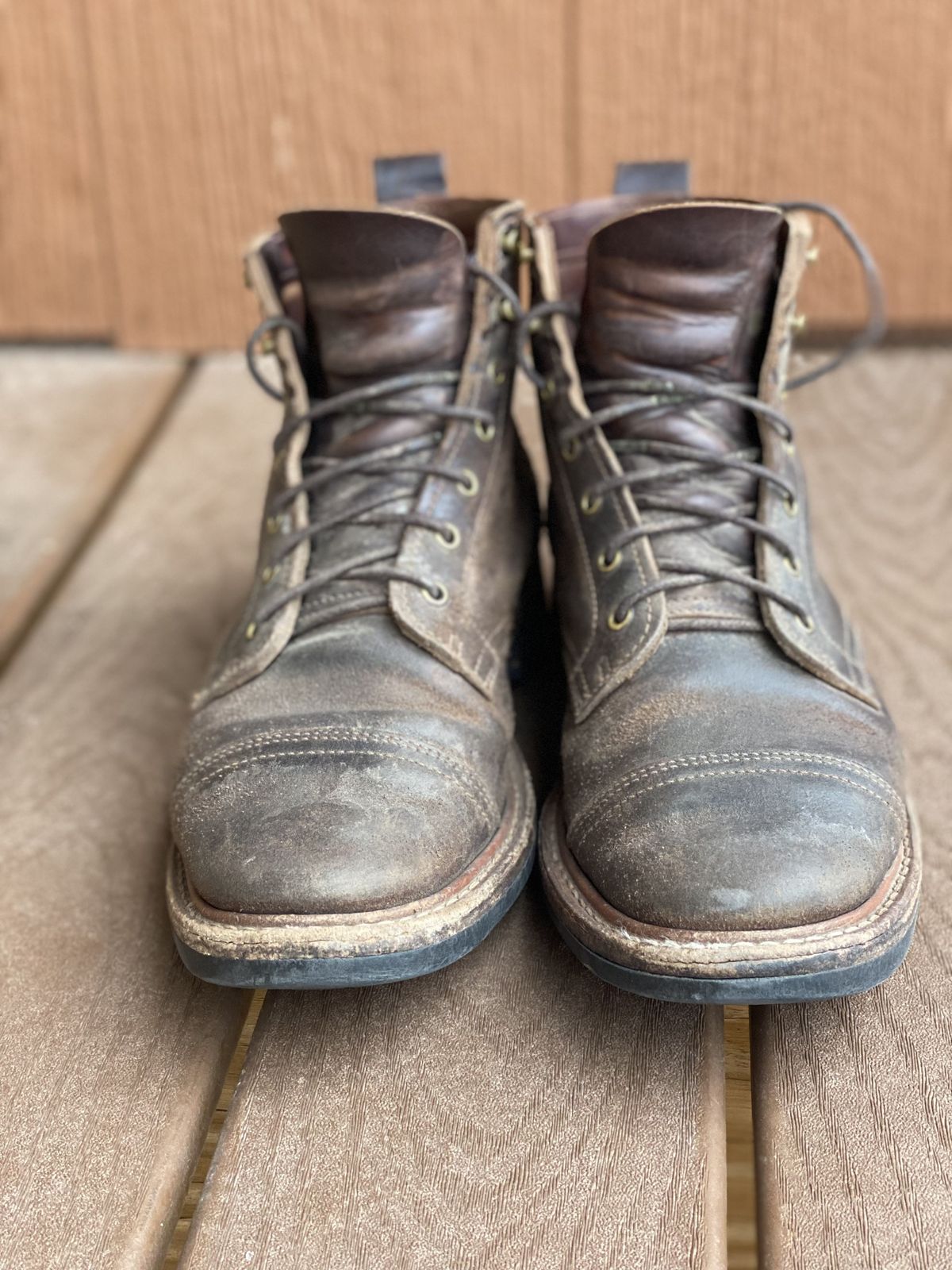 Photo by patinathunderdome on April 5, 2022 of the Truman Service Boot in Horween Java Waxed Flesh.